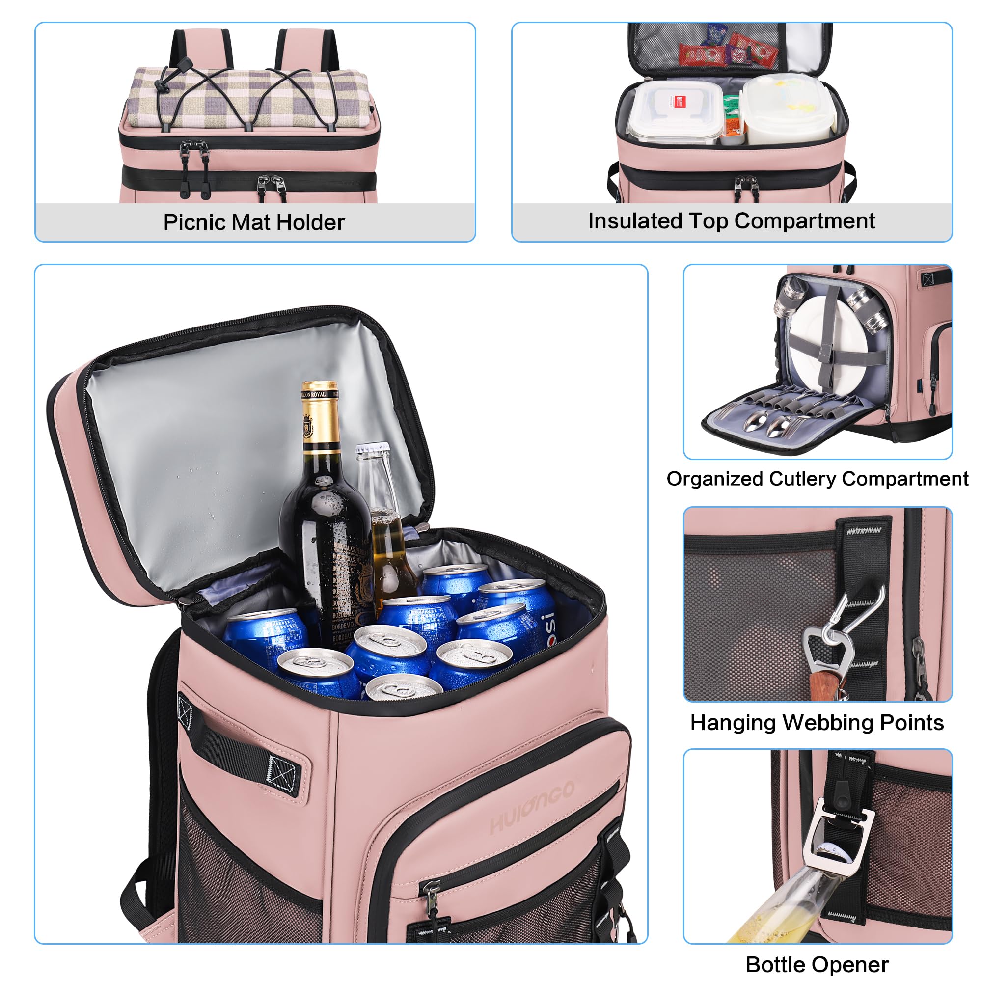 Large 30L Waterproof Insulated Cooler Backpack for Men & Women - Leak Proof Picnic, Camping, Beach, Fishing & Travel Backpack - Holds 48 Cans - Perfect for Outdoor Adventures, Tailgating & Family Outings