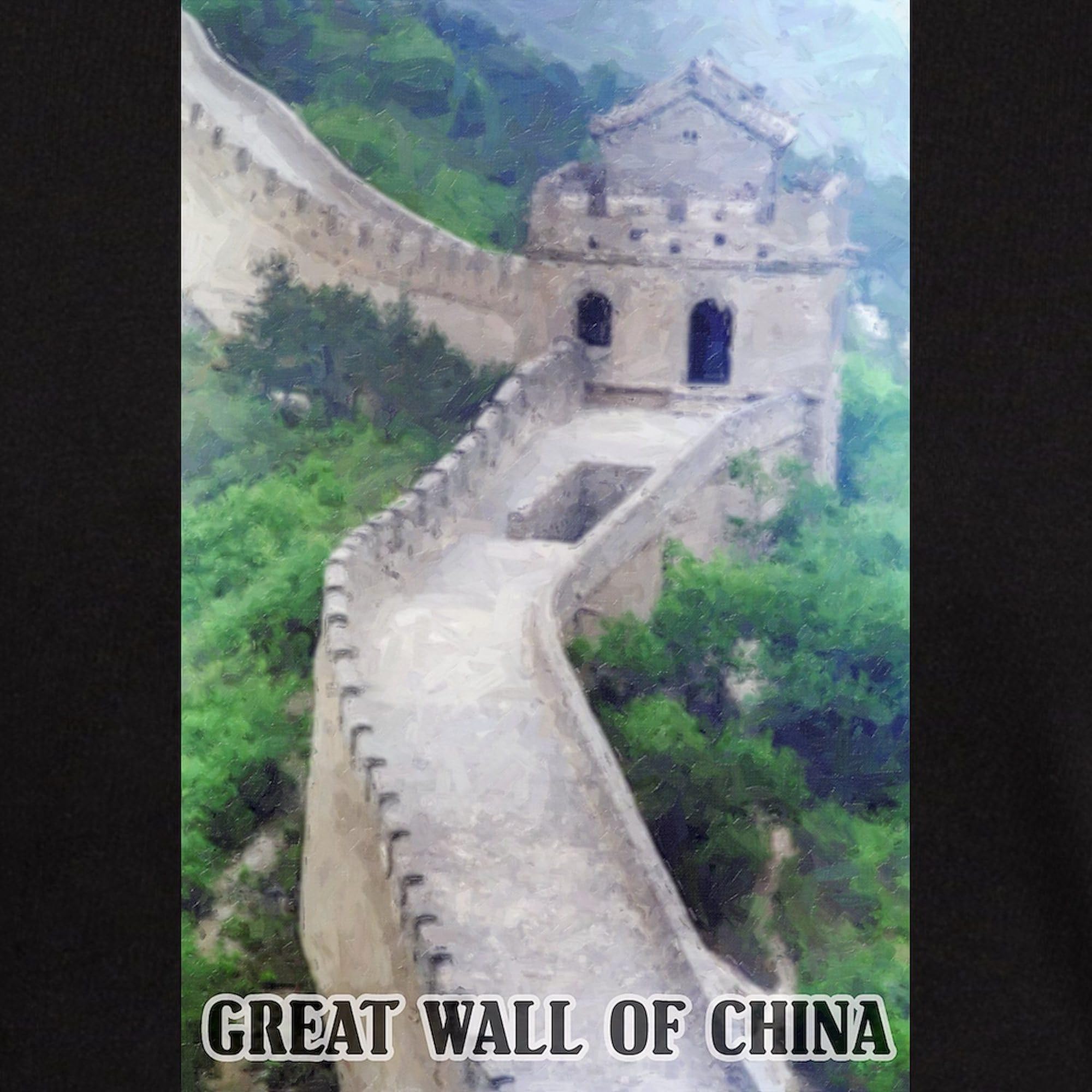 Great Wall of China Graphic T-Shirt for Men - 100% Cotton Dark Tee | Vintage Travel Inspired Design | Perfect for Casual Wear, Sightseeing & China-Themed Events