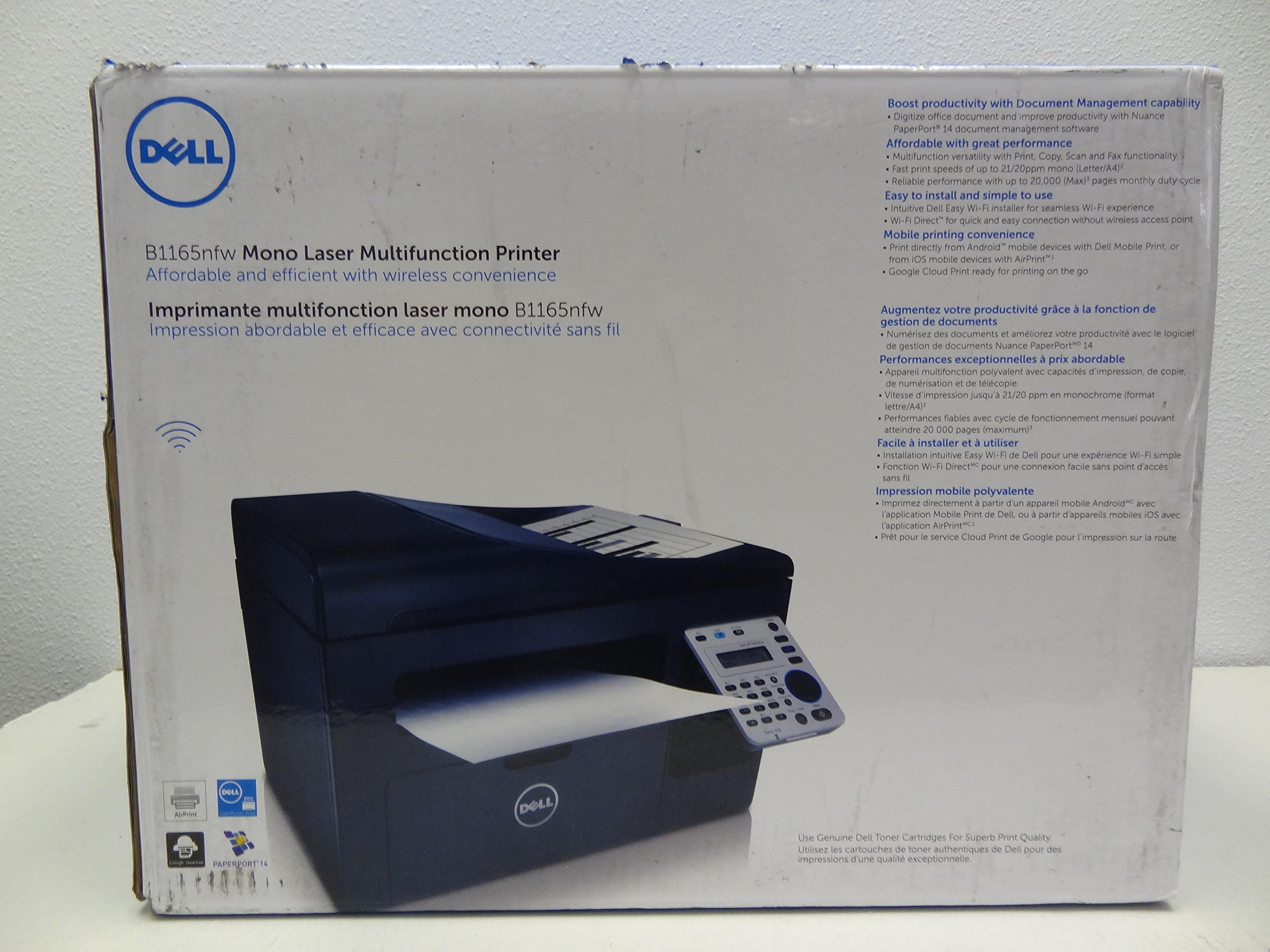 Dell B1165nfw Wireless Monochrome Laser Printer with Scanner, Copier & Fax - All-in-One Office Printer for Home & Business Use