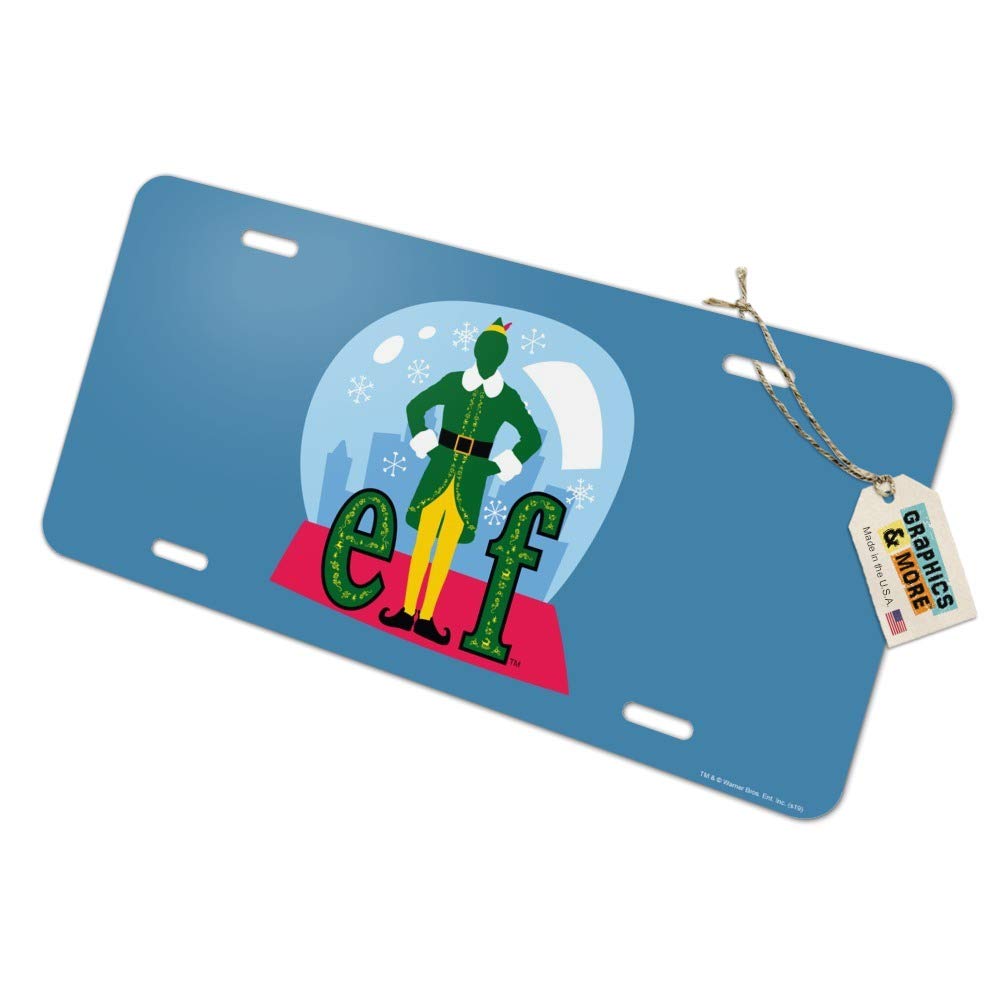 Elf Snow Globe Novelty Metal Vanity Tag License Plate - Christmas Car Decor & Gift Idea for Holiday Season