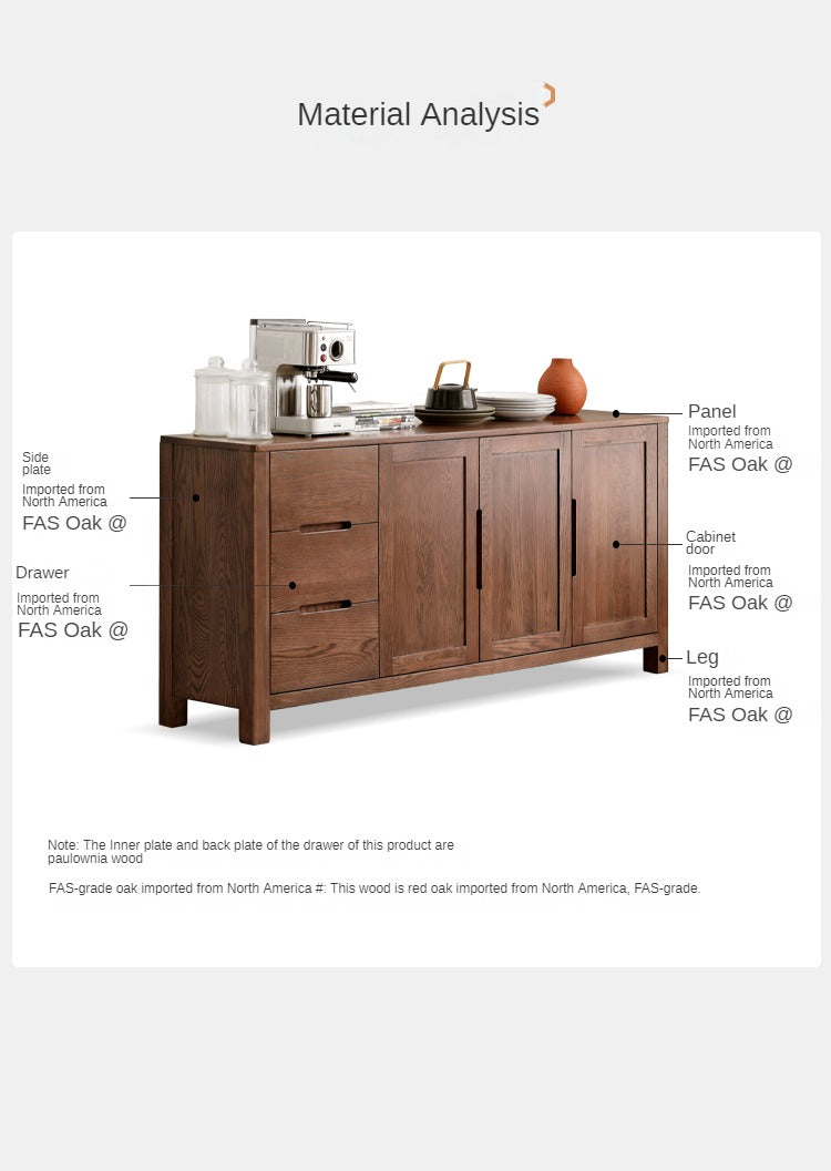 Oak Solid Wood Nordic Sideboard - Modern Scandinavian Buffet Cabinet for Dining Room & Living Room Storage