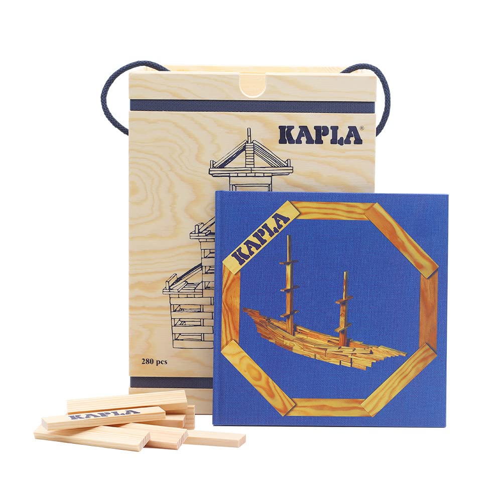 Premium KAPLA 280 Wooden Building Blocks Set with Art Book - Creative Construction Toy for Kids, STEM Learning, Home & Classroom Educational Activities