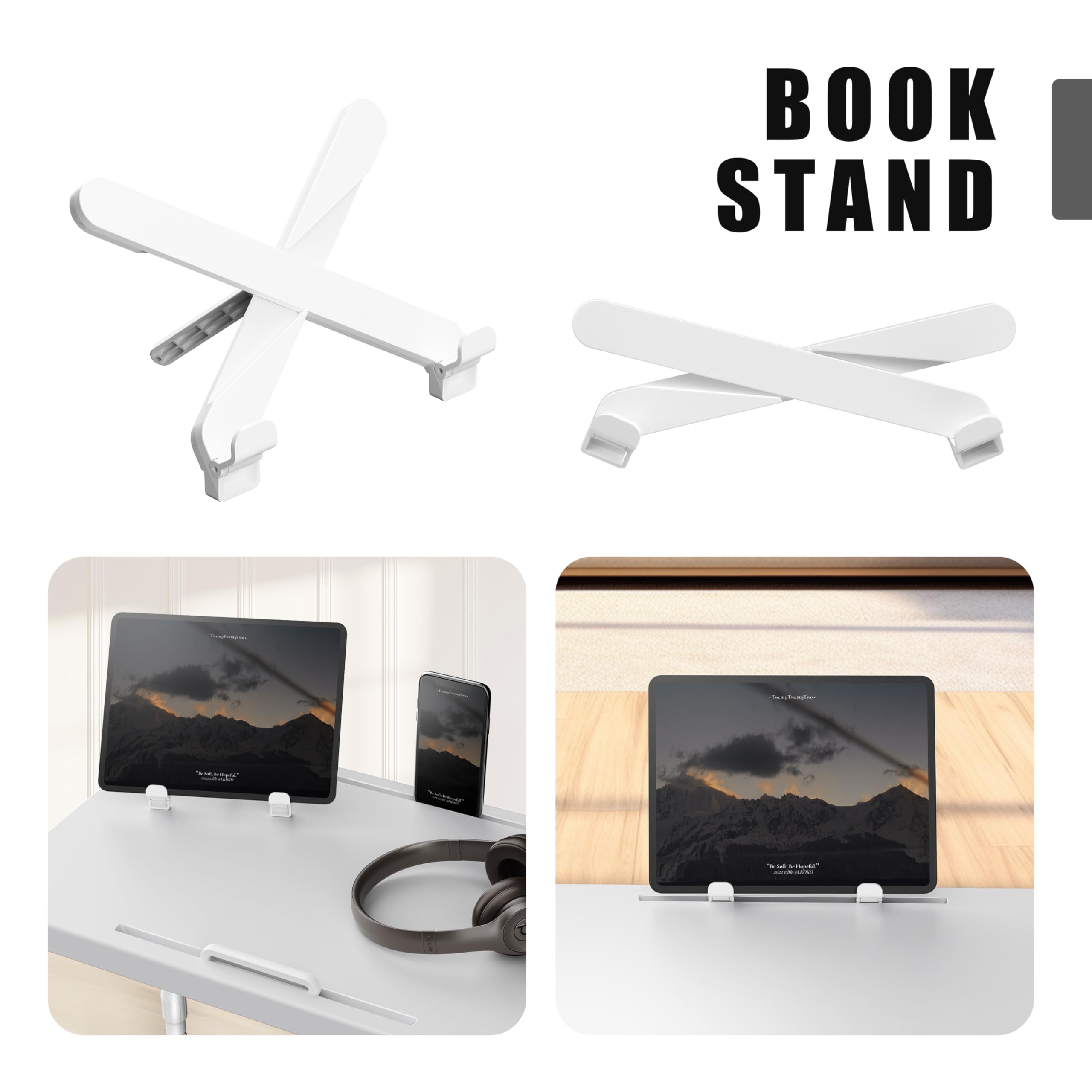 Allpop Ultra TV Tray Table - Adjustable Folding Tray with Book Stand, Cup Holder & Tablet Slot - Perfect for Eating, Working or Watching TV on Couch & Bed - White Home Office & Living Room Essential