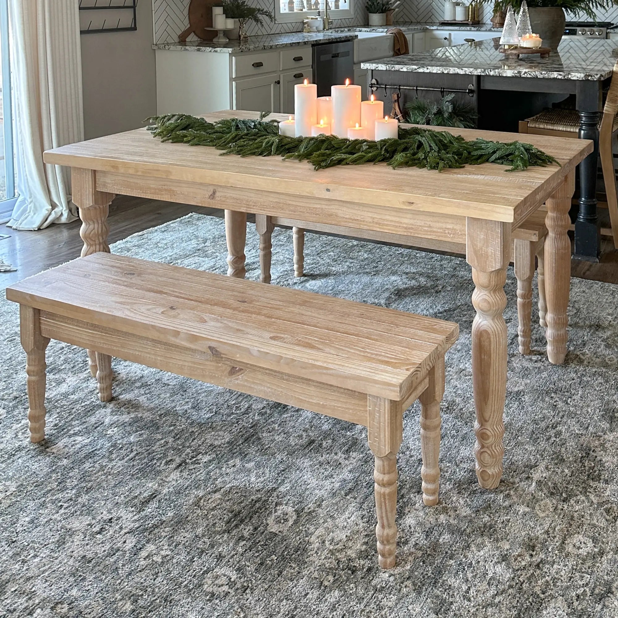 Valerie Solid Wood Bench - Rustic Entryway, Dining, or Bedroom Seating - Handcrafted Wooden Bench for Home Decor