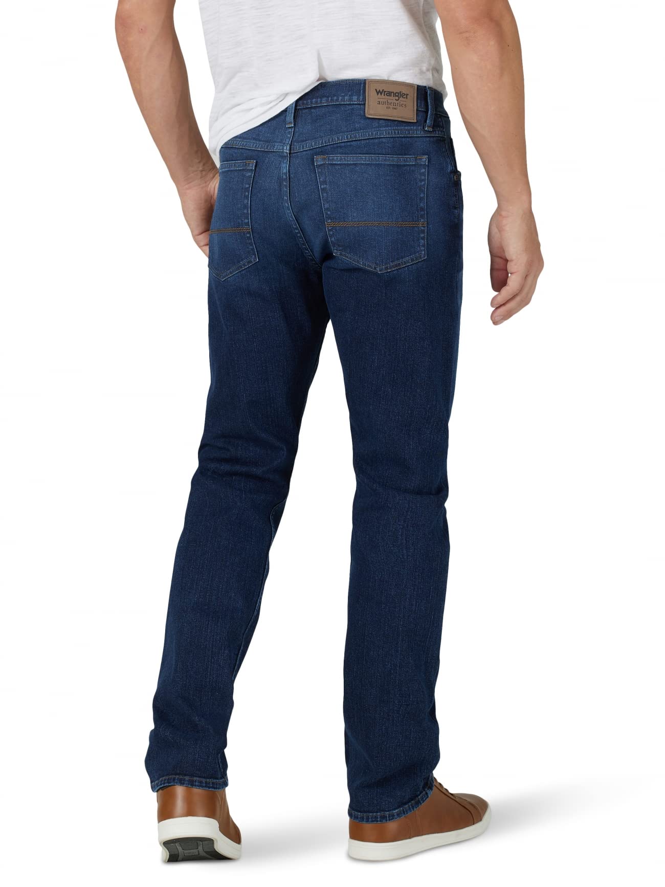 Wrangler Authentics Men's Athletic Fit Stretch Jean - Comfortable & Durable Denim Pants for Work, Casual Wear & Outdoor Activities