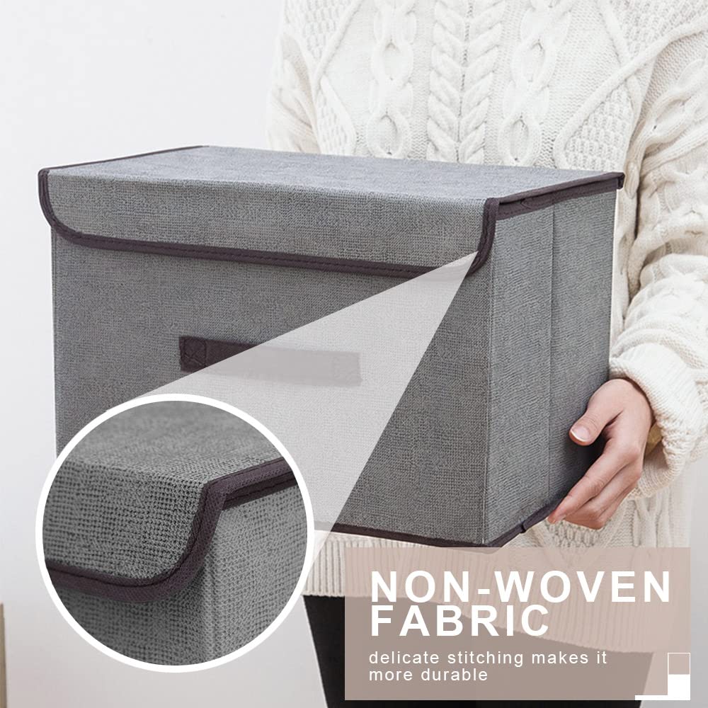 3-Pack Foldable Fabric Storage Bins with Lids - Collapsible Storage Cubes & Boxes for Home Organization (Beige, Green, Grey) | Perfect for Closet, Shelves, Nursery & Office Storage