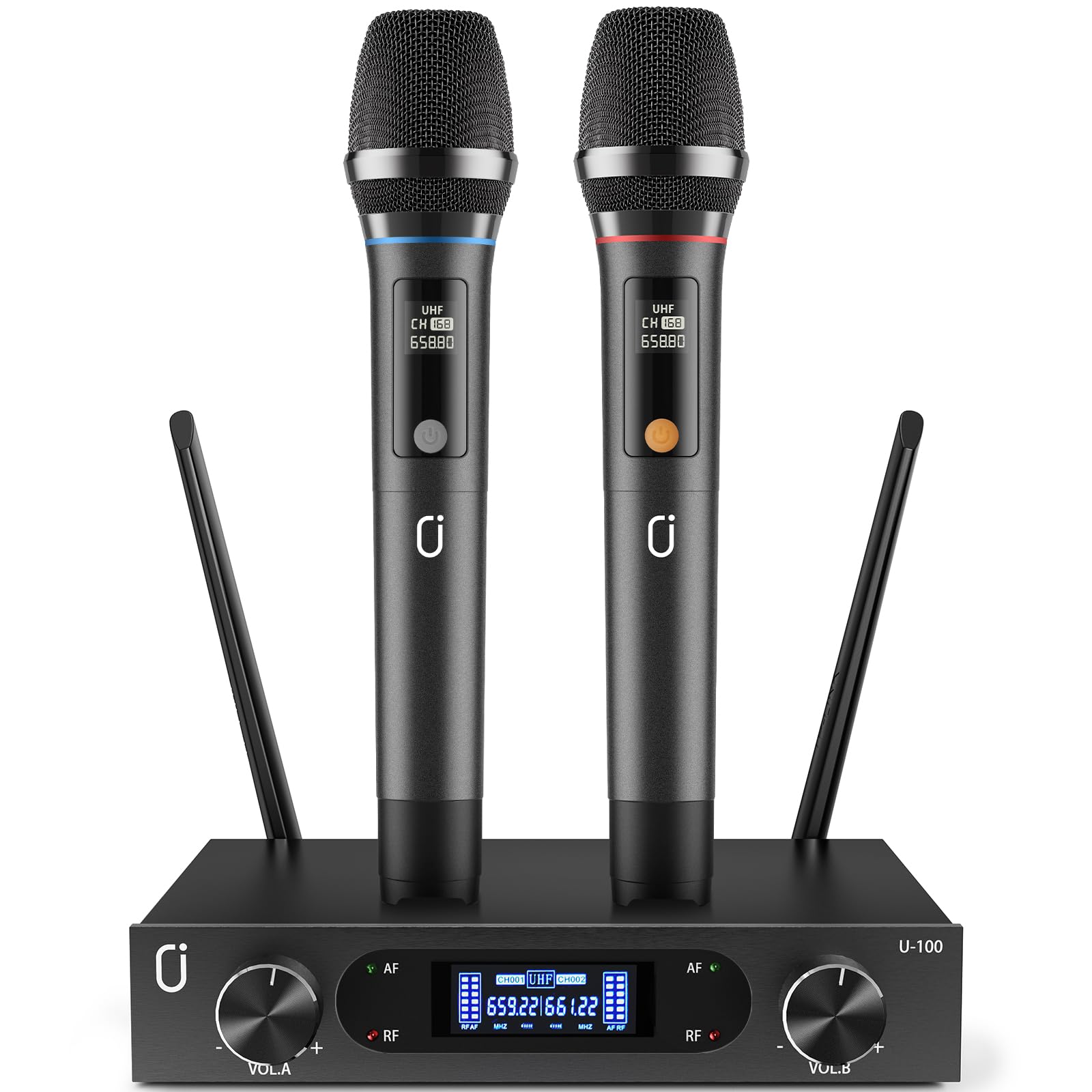 Professional UHF Wireless Microphone System - XLR Dynamic Mic Set for Karaoke, Public Speaking, Church & Wedding Events | Home Studio, Live Performance & PA System Use