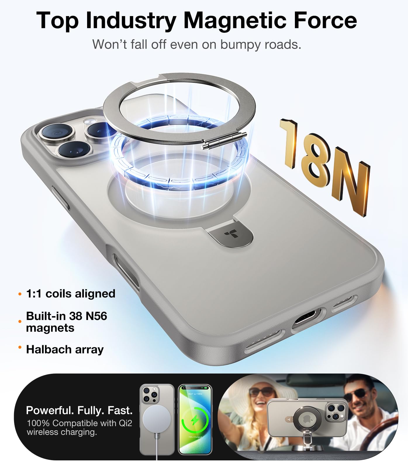 TORRAS Magnetic Stand Case for iPhone 16 Pro (6.3
