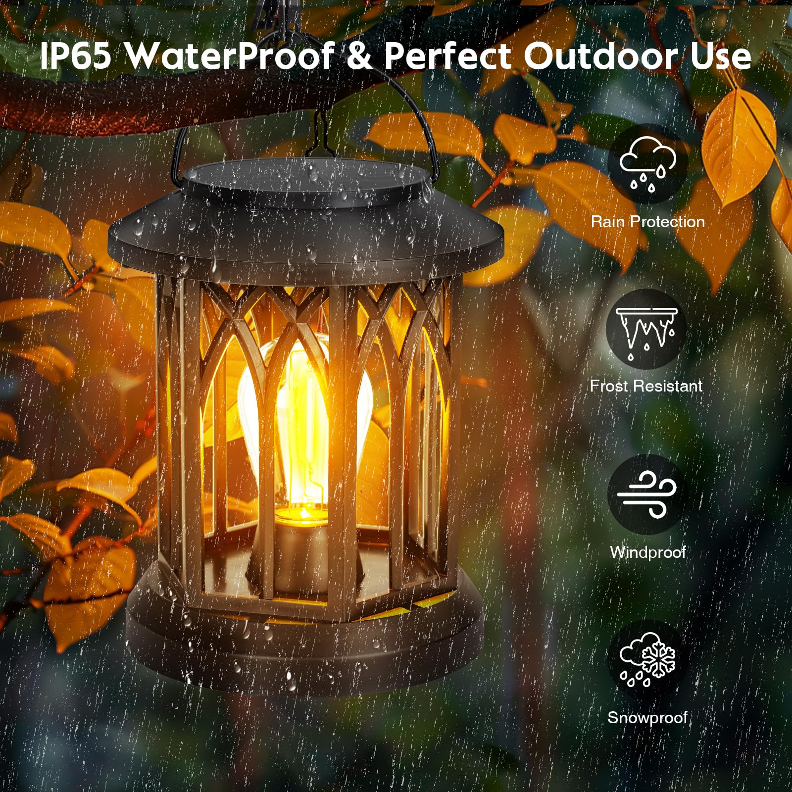 2 Pack Waterproof Solar Lanterns Outdoor Hanging - Decorative Solar Lights for Patio, Garden, Yard with Handle & Clip | Perfect for Backyard Parties, Camping & Pathway Lighting