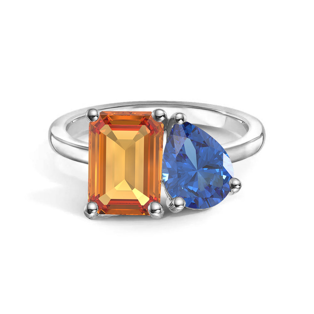 Personalized Toi et Moi Citrine Birthstone Ring for Couples - Romantic Anniversary Gift for Her, Wedding Promise Ring, Unique Jewelry for Special Occasions