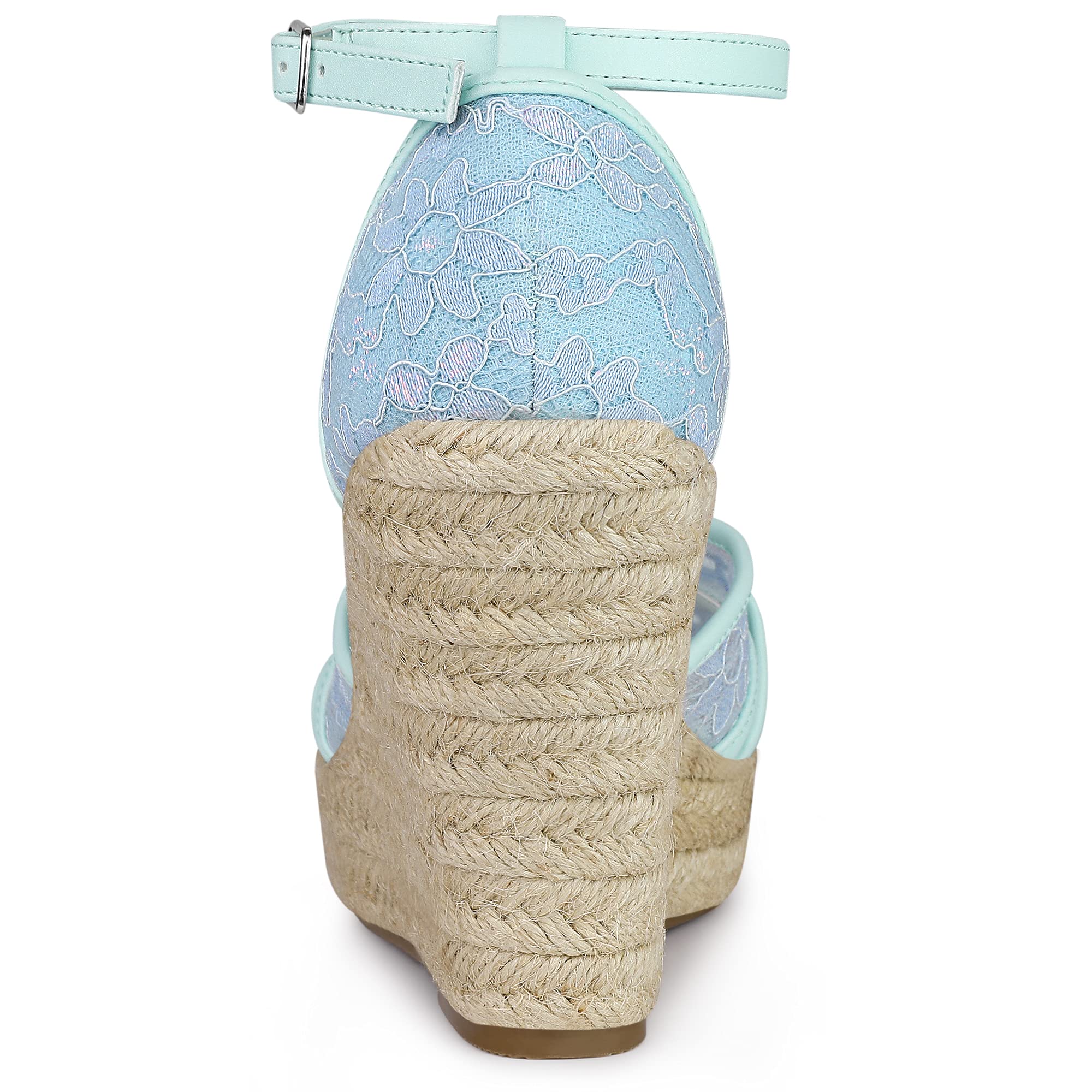 Allegra K Women's Espadrilles Lace Wedge Sandals - Comfortable Summer Casual Shoes for Beach, Vacation & Outdoor Wear