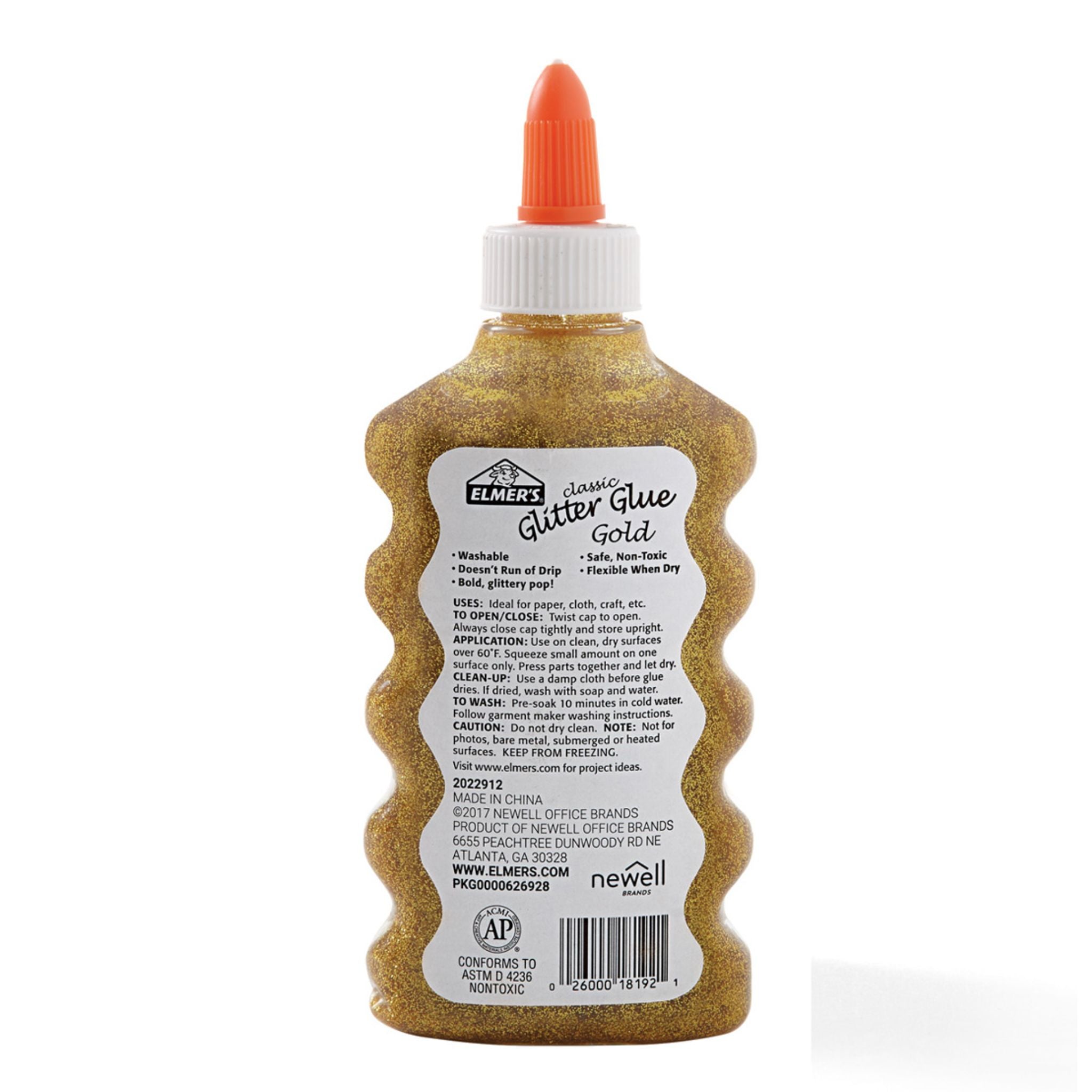 Elmer's Glitter Glue Gold 6oz - Non-Toxic Washable Glue for Kids Crafts, DIY Projects, Scrapbooking & School Supplies - Perfect for Art Projects, Classroom Activities & Holiday Decorations