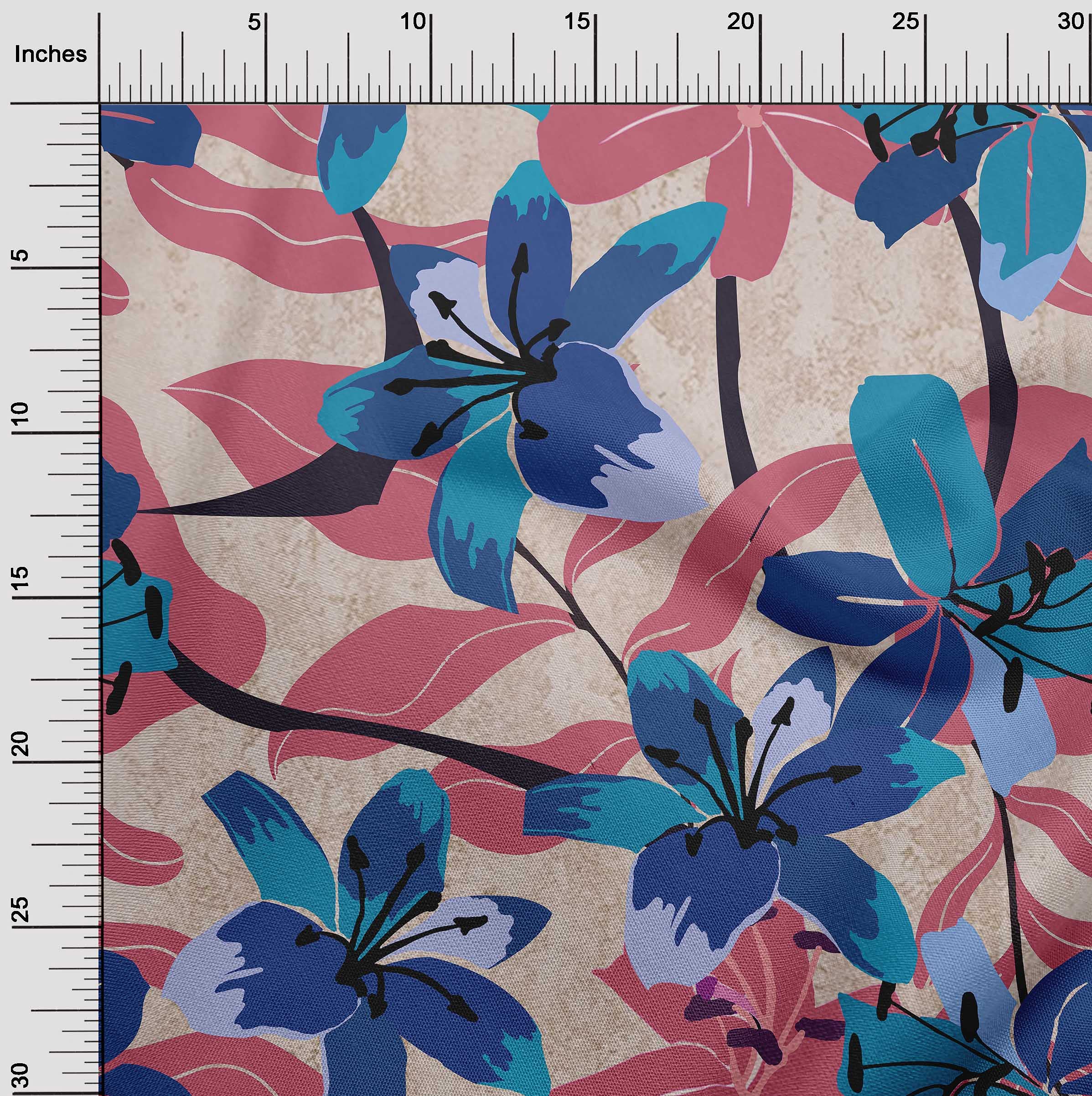 oneOone Georgette Viscose Pink Tropical Lily Floral Print Fabric by The Yard - 42 Inch Wide Soft Draping Dress Material for Summer Dresses, Blouses & Home Decor