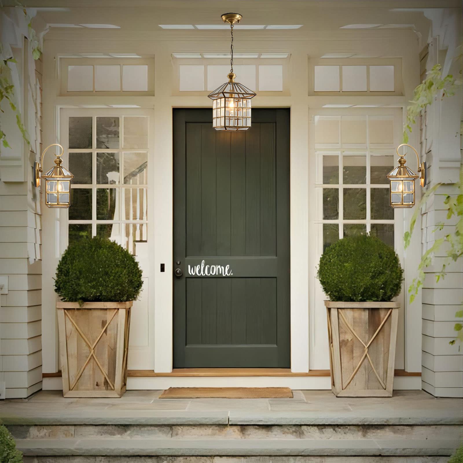 Milaii Copper Brass Outdoor Pendant Lights - Waterproof Hanging Porch Light Fixture with Clear Glass, Exterior Lantern for Patio, Garden, Deck, Entryway, Kitchen & Dining Room | Weather-Resistant Outdoor Lighting for Home & Commercial Spaces