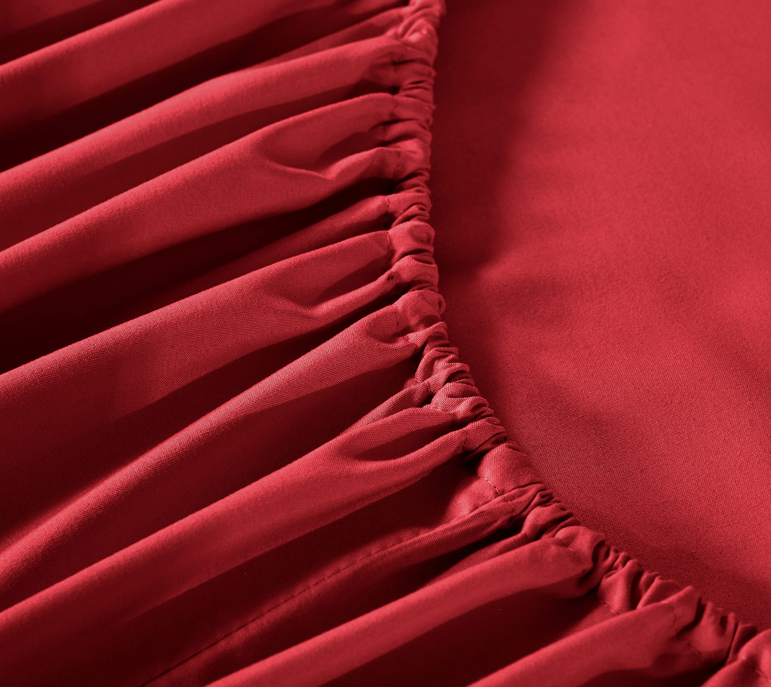 Premium 4-Piece King Size Bed Sheet Set - Breathable, Soft & Easy Care - Deep Pocket Fitted Sheet, Flat Sheet & Pillowcases - Burgundy Luxury Bedding for Master Bedroom, Guest Room & Hotel Use