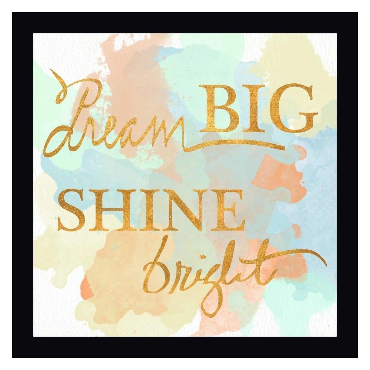 Dream Big and Work Hard Watercolor Art Print by SD Graphics Studio - 24x24 Inch Framed Canvas Wall Decor with Black Frame - Ready to Hang - Perfect for Home Office, Living Room & Bedroom Inspiration