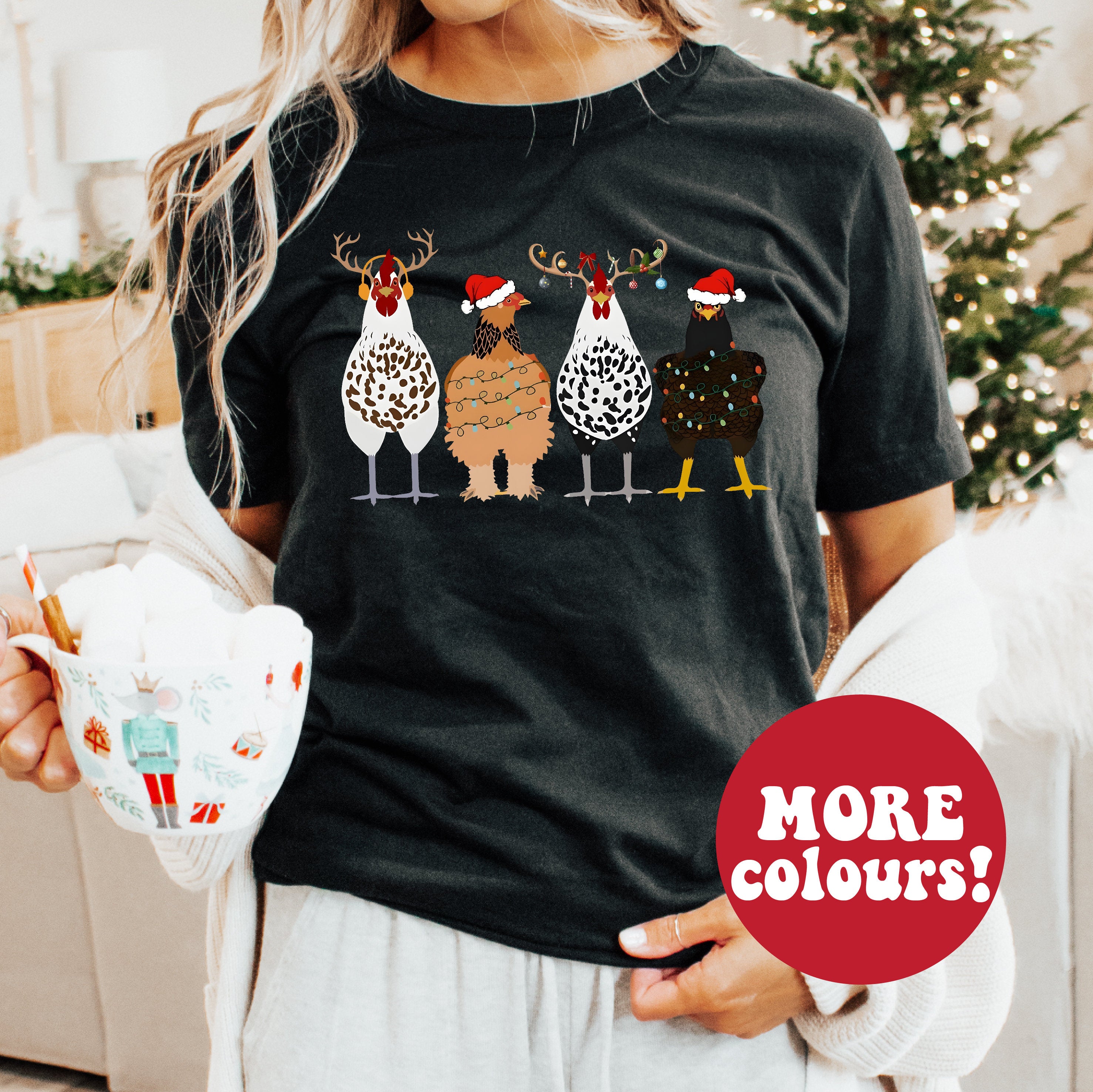 Christmas Chickens T-Shirt - Fun Holiday Graphic Tee for Men & Women - Multiple Colors Available - Perfect for Xmas Parties & Festive Gatherings