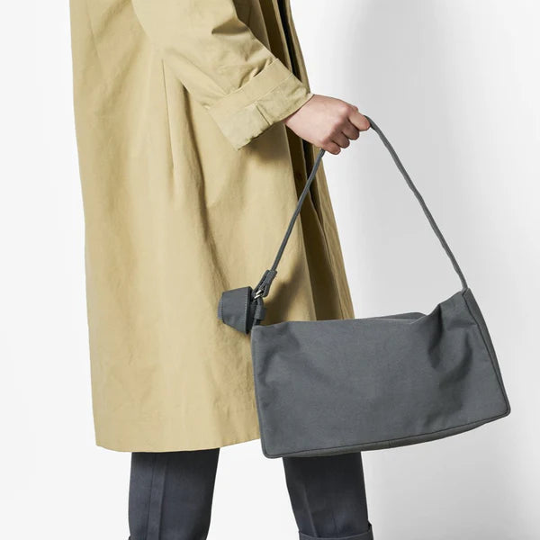Kurashiki Hampu Canvas Shoulder Bag (Rectangle) - Grayish White Japanese Cotton Tote for Women & Men | Perfect for Work, Travel & Everyday Use