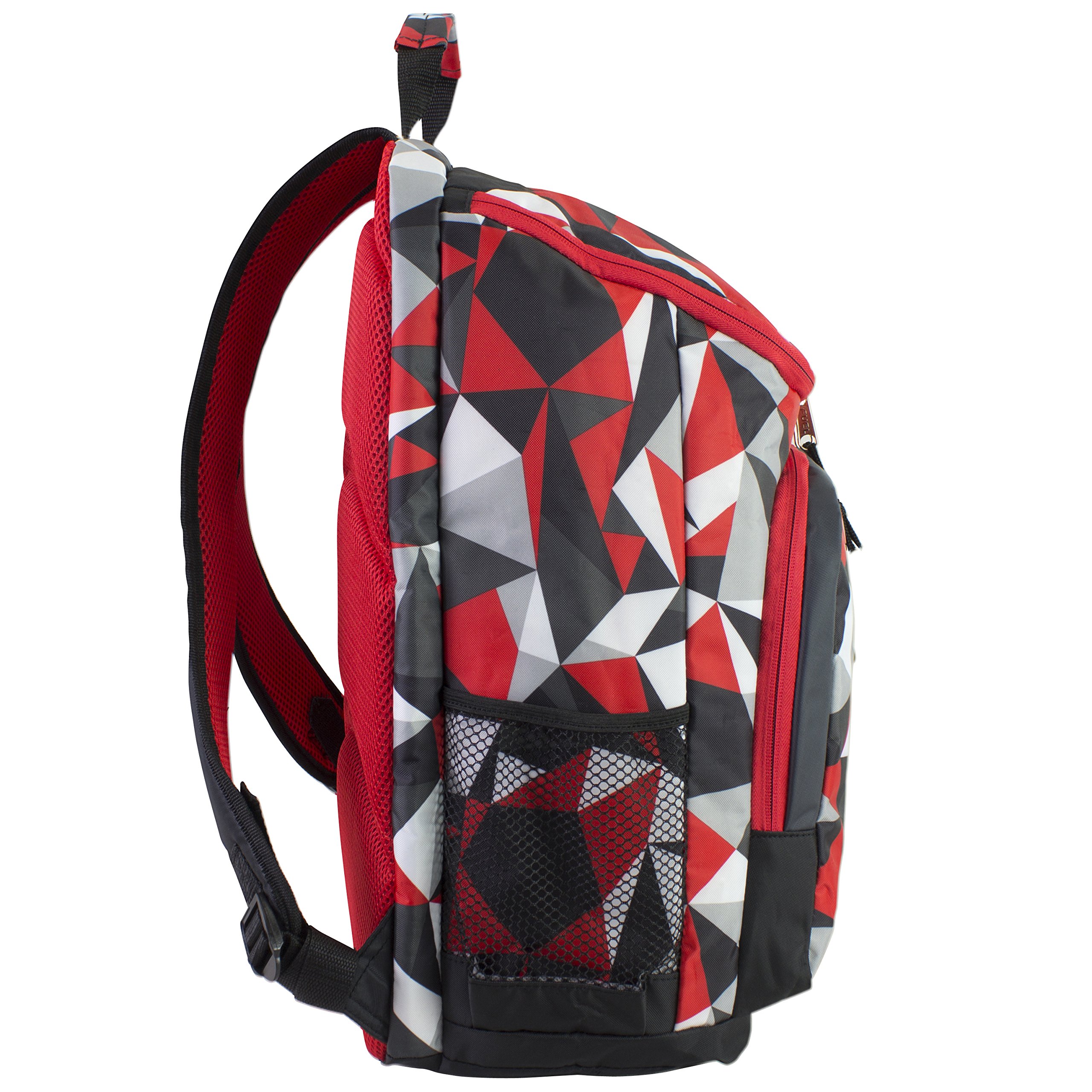 FUEL Top Load Sport Unisex Hiking Backpack - Waterproof Camping & Travel Carry On Bag for Work, Gym, Outdoor Adventures - Durable Red Geometric Design Backpack for Hiking, Commuting & Daily Use