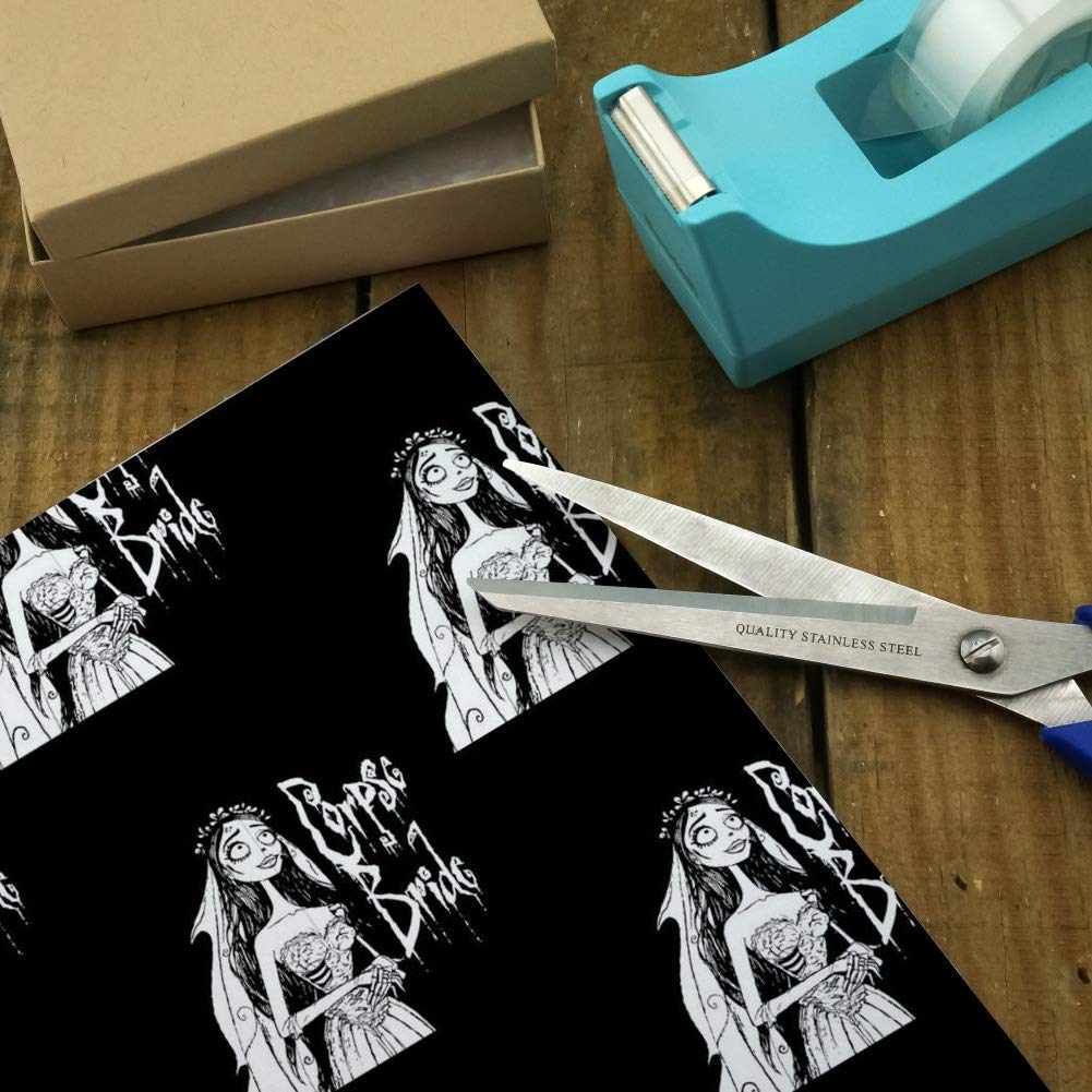 Corpse Bride Themed Gift Wrap Paper Rolls - Logo & Silhouette Design - Perfect for Halloween, Birthday, and Christmas Presents - Premium Wrapping Paper for Party Favors and Special Occasions