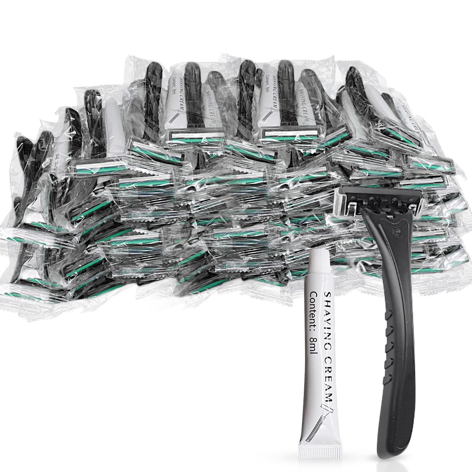 (100 Pack) Kheoxusa Black Disposable Razors - Bulk Individually Wrapped Razors for Men & Women | Smooth Shaving for Face, Legs & Body | Perfect for Travel, Gym & Home Use