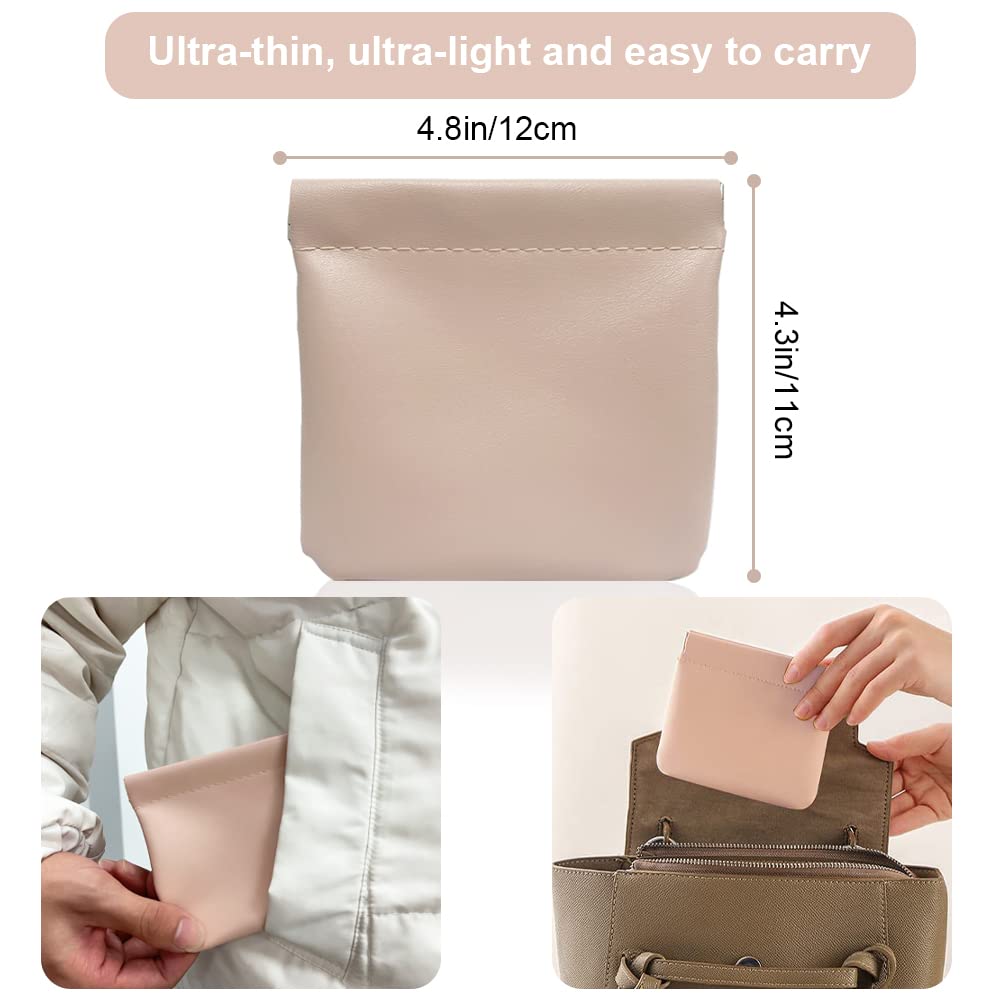 Premium Lambskin Texture Mini Makeup Bag - Squeeze Top Cosmetic Pouch for Women, Travel Organizer for Jewelry & Headphones (Light Purple, 2 Pack) - Perfect for Daily Purse Essentials & On-the-Go Touch Ups