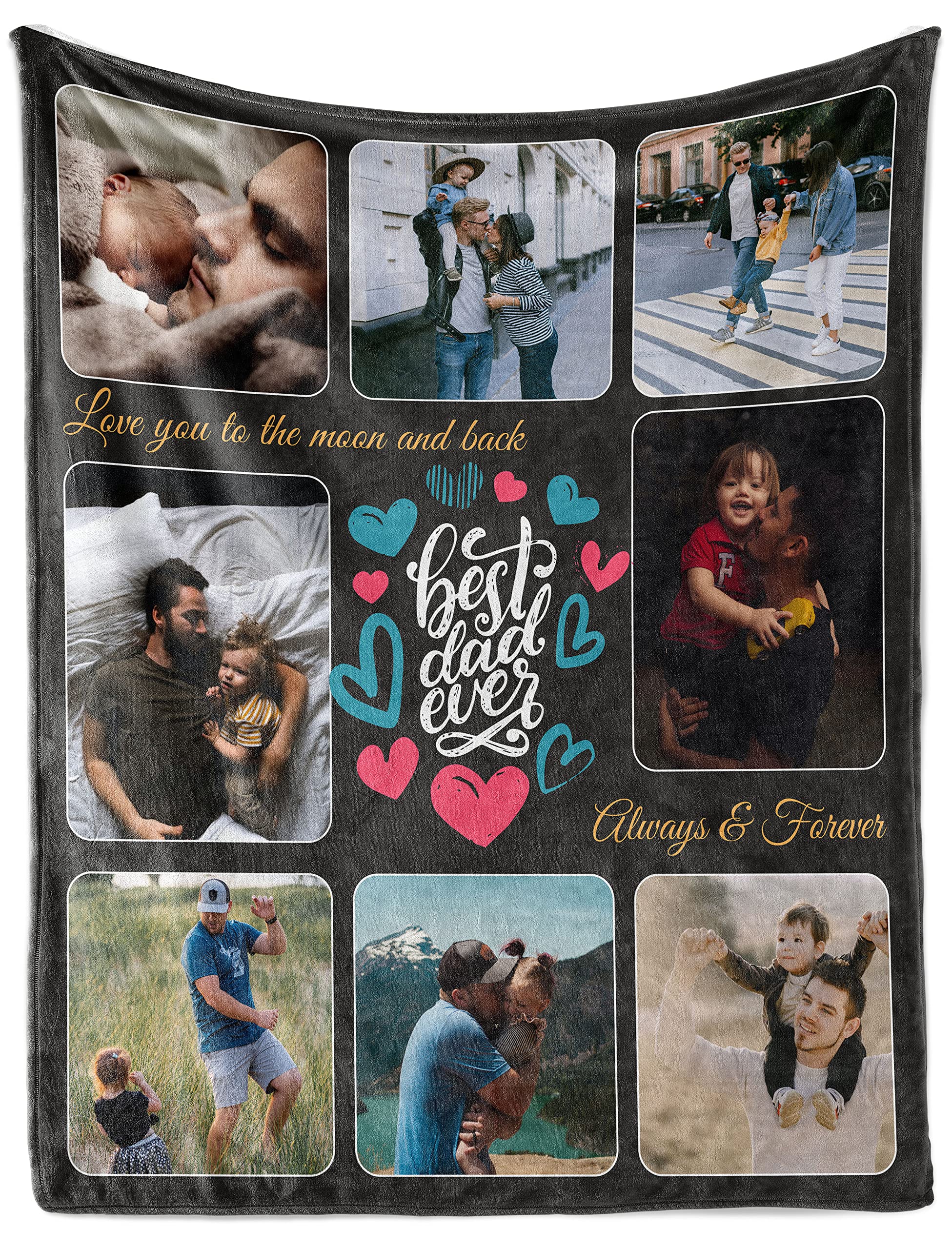 Personalized Fleece Photo Blanket for Dad - Custom Dad Gift with Picture, 50