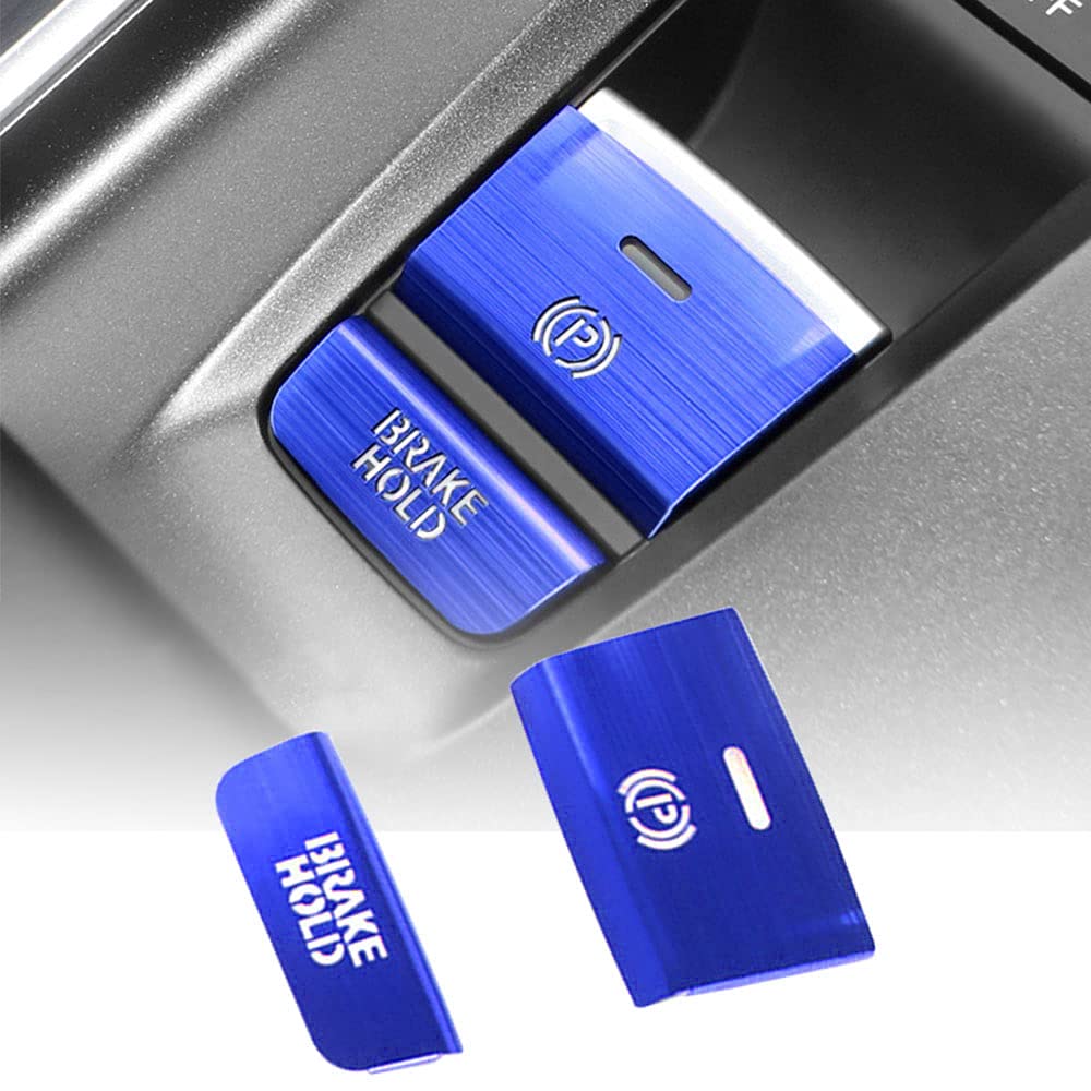 Premium Aluminum Alloy Handbrake Button Cover & Parking P Gear Frame Trim - 2Pcs Set for Honda Accord 2018-2023 (Blue) - Durable Car Interior Accessories for Enhanced Style & Protection - Perfect for Daily Driving, Road Trips & Car Shows