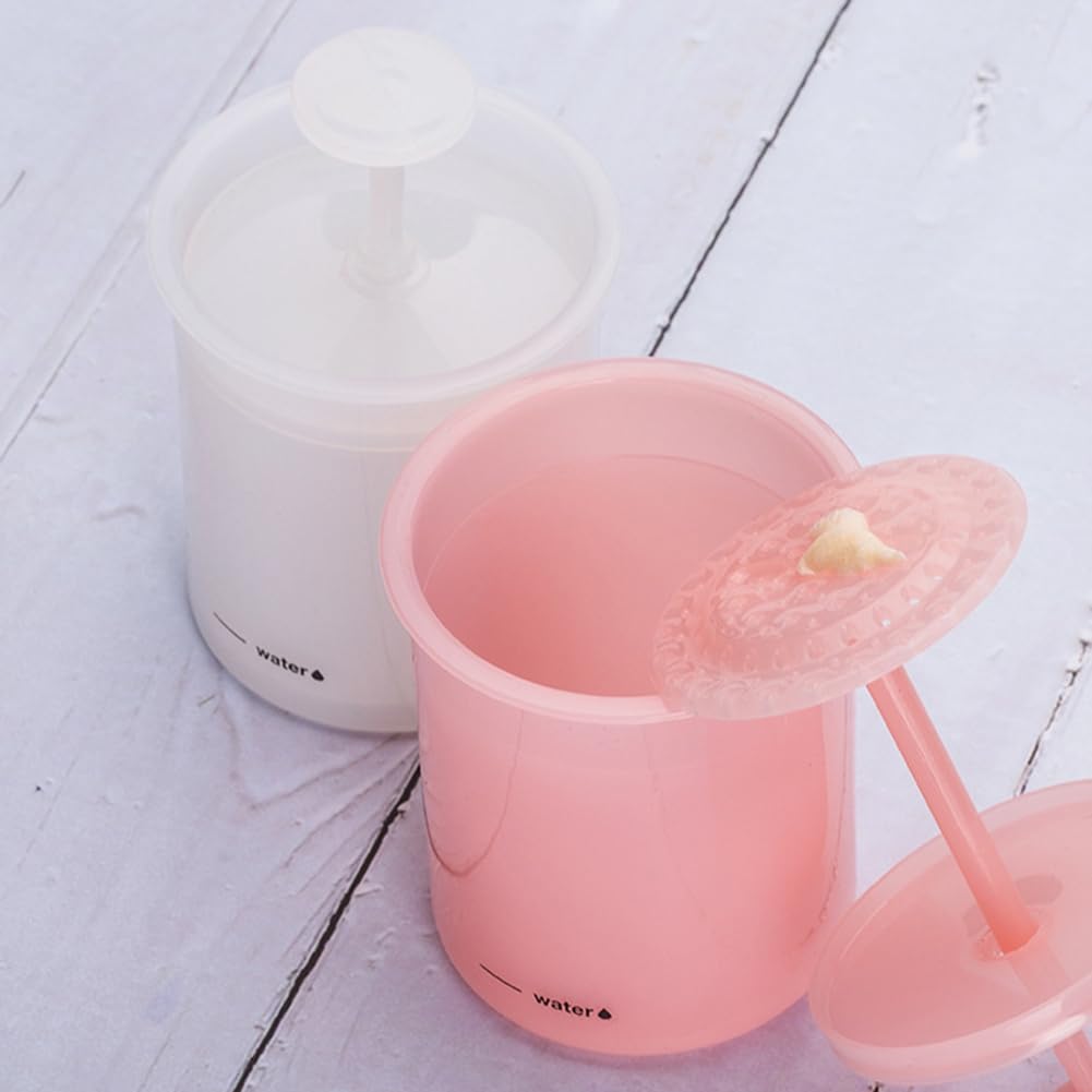 Best Manual Face Foam Maker for Facial Cleanser & Shower - Bubble Foamer Cup for Face Wash, Bath & Shampoo (White+Pink) | Perfect for Skincare Routine & Spa Day at Home
