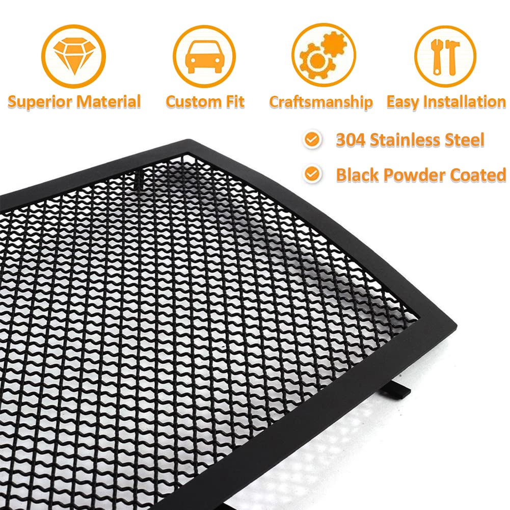 Black Powder Coated Stainless Steel Upper & Lower Mesh Grille Insert for 2008-2013 Cadillac CTS - Durable Car Front Grill Replacement for Enhanced Style & Protection (Perfect for Car Enthusiasts & Auto Upgrades)