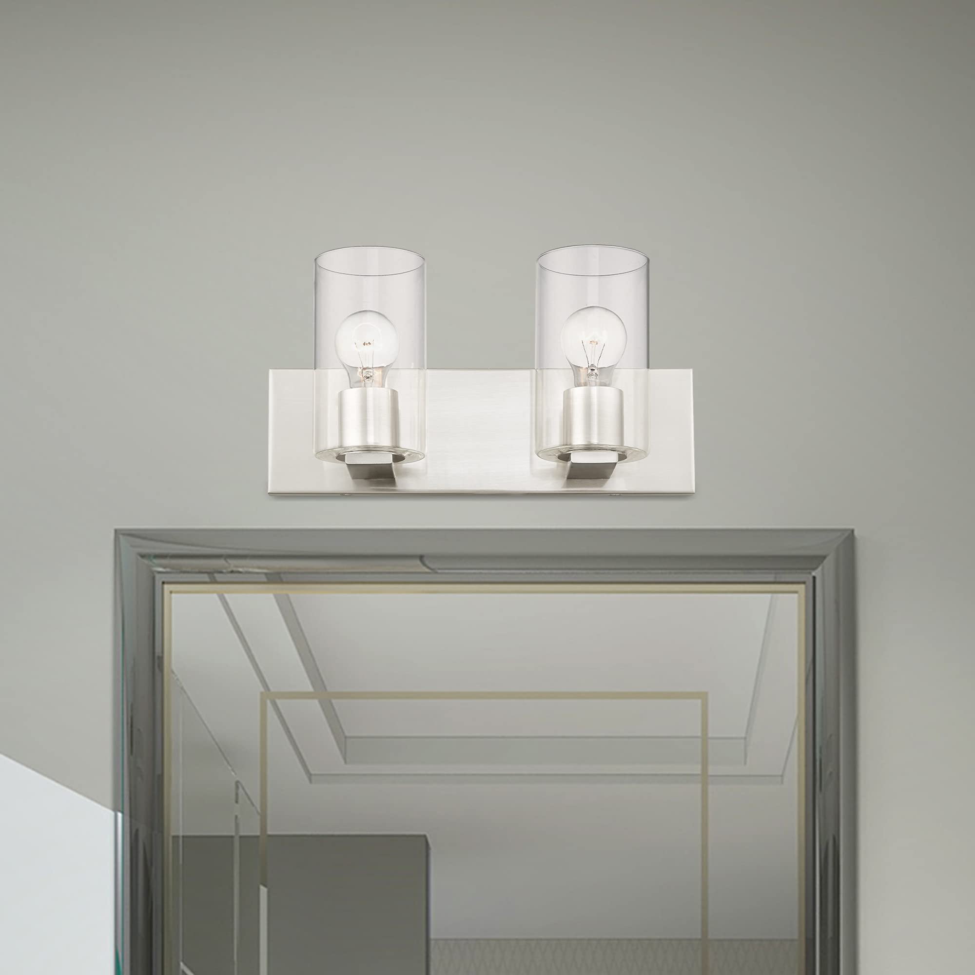 Livex Lighting Brushed Nickel Bathroom Vanity Sconce - Modern Wall Light Fixture for Bathroom, Powder Room & Dressing Area