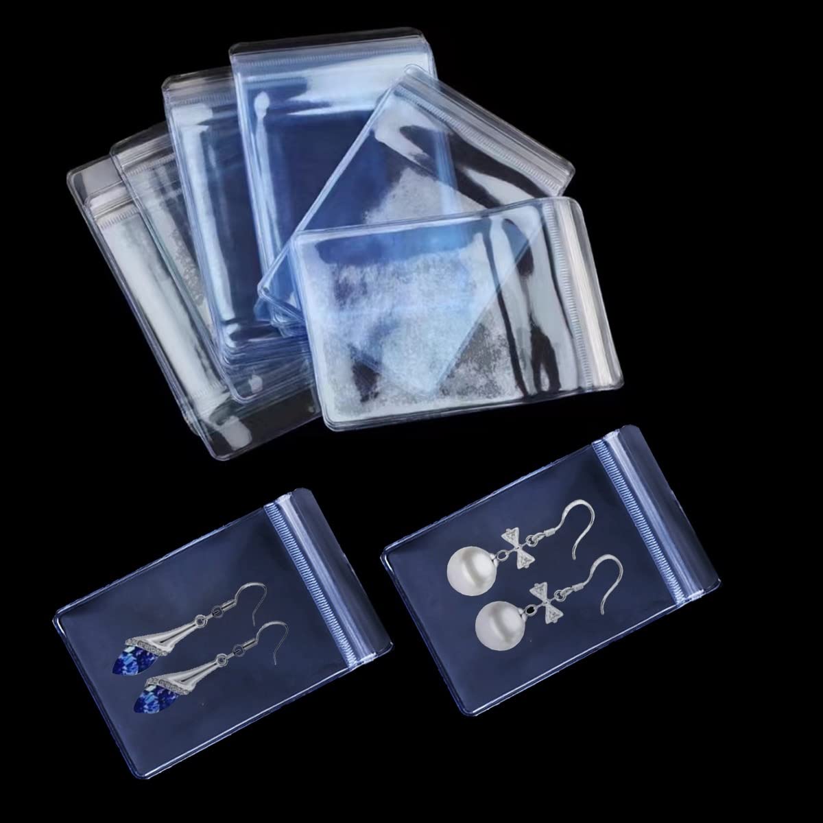 100Pcs Clear PVC Jewelry Storage Bags - Anti-Tarnish, Anti-Oxidation Ziplock Bags for Necklaces, Rings & Earrings (1.97x2.76 Inch, Pale Blue) | Perfect for Jewelry Organization, Travel & Gift Packaging