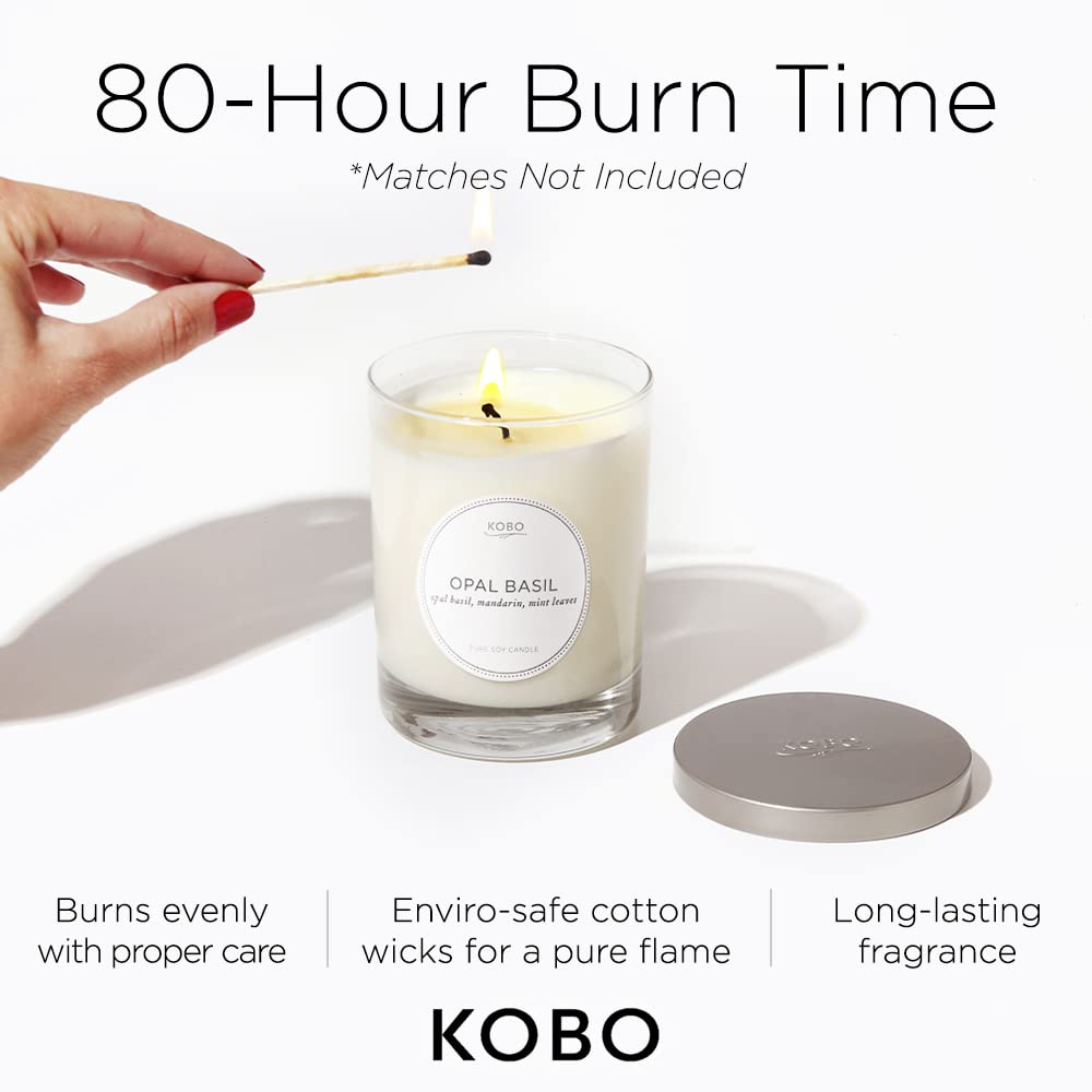 KOBO Moon Wisteria Scented Candle - 11 oz 100% Pure Soy Wax, Hand-Poured in USA | Long-Lasting 80 Hour Burn Time | Natural Home Fragrance Candle for Relaxation, Meditation & Aromatherapy | Perfect for Bedroom, Bathroom & Living Room Décor
