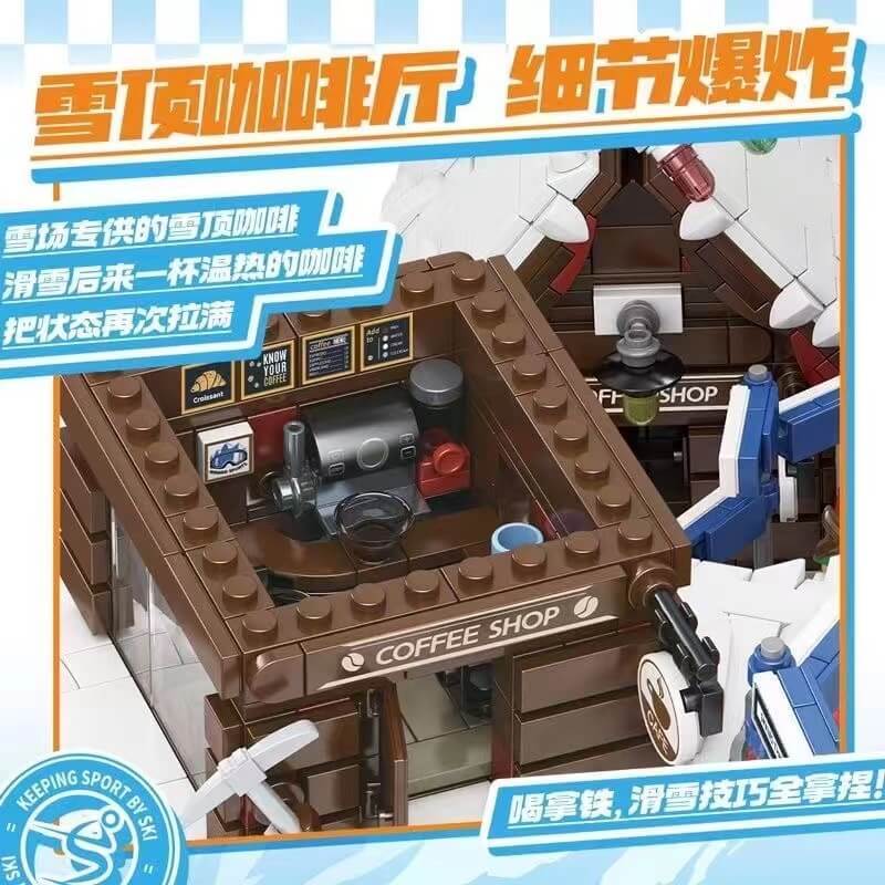 SEMBO 704000 Ski Resort Building Blocks Set - Creative Winter Village Toy for Kids & Adults - Perfect for Holiday Decor, Christmas Gift & Snow-Themed Playtime