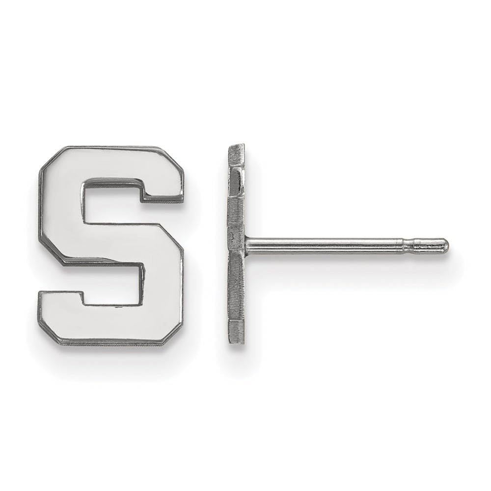 10k White Gold Michigan State Extra Small (3/8 Inch) Post Earrings - Perfect for Graduation Gifts, Everyday Wear & Spartan Pride Accessories