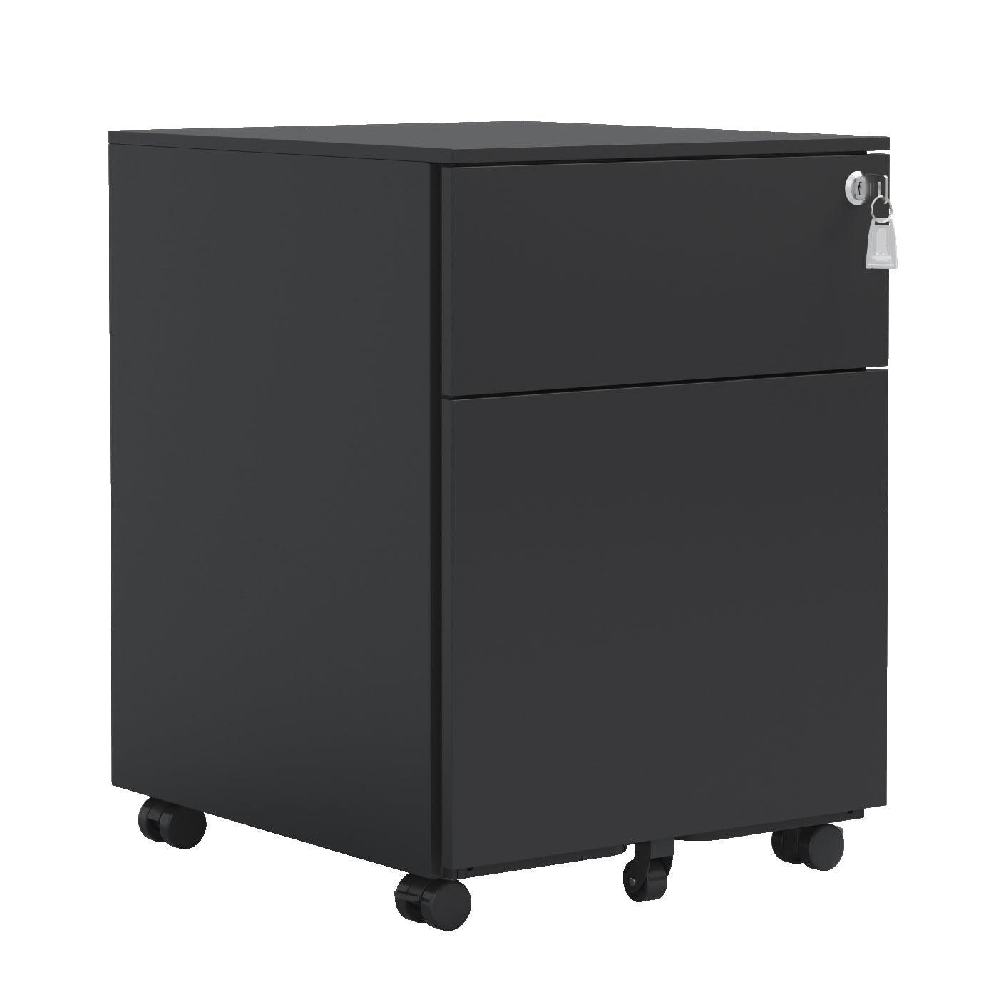 2-Drawer Mobile File Cabinet with Lock - Steel Storage for Legal/Letter/A4/F4 Documents - Fully Assembled (Wheels Not Included) - Black Home & Office Organizer - Perfect for Workspaces, Classrooms, and Home Offices
