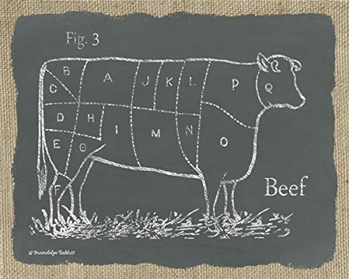 Farm Animal Kitchen Art Prints - 4pc 10x8in Framed Chalkboard Décor for Home & Dining