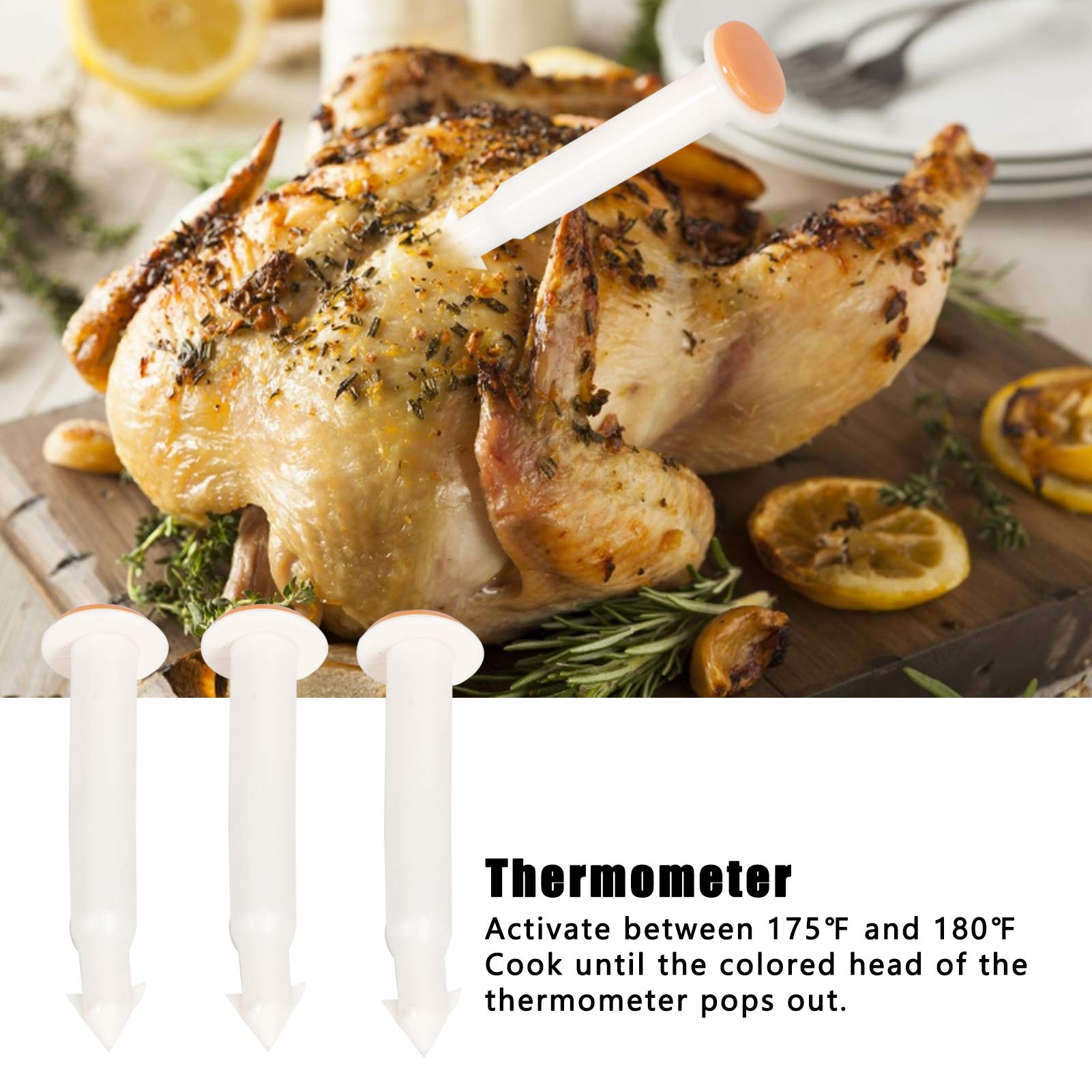 20Pcs Pop-Up Poultry Thermometer for Grilling, Roasting Chicken - Food Safe Cooking Timer with Temperature Indicator for BBQ, Oven, Smoker