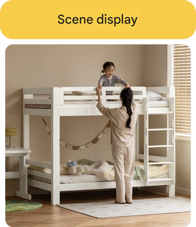Solid Wood Bunk Bed - Beech & Birch Twin/Full Size - Space-Saving Kids & Guest Room Furniture for Small Bedrooms & Vacation Homes