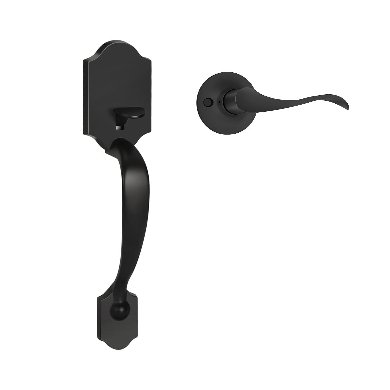 Haidms Matte Black Front Door Handle Set - Single Cylinder Entry & Exterior Door Lever with Reversible Handle for Left/Right Hand Doors | Durable & Stylish for Home, Office & Commercial Buildings