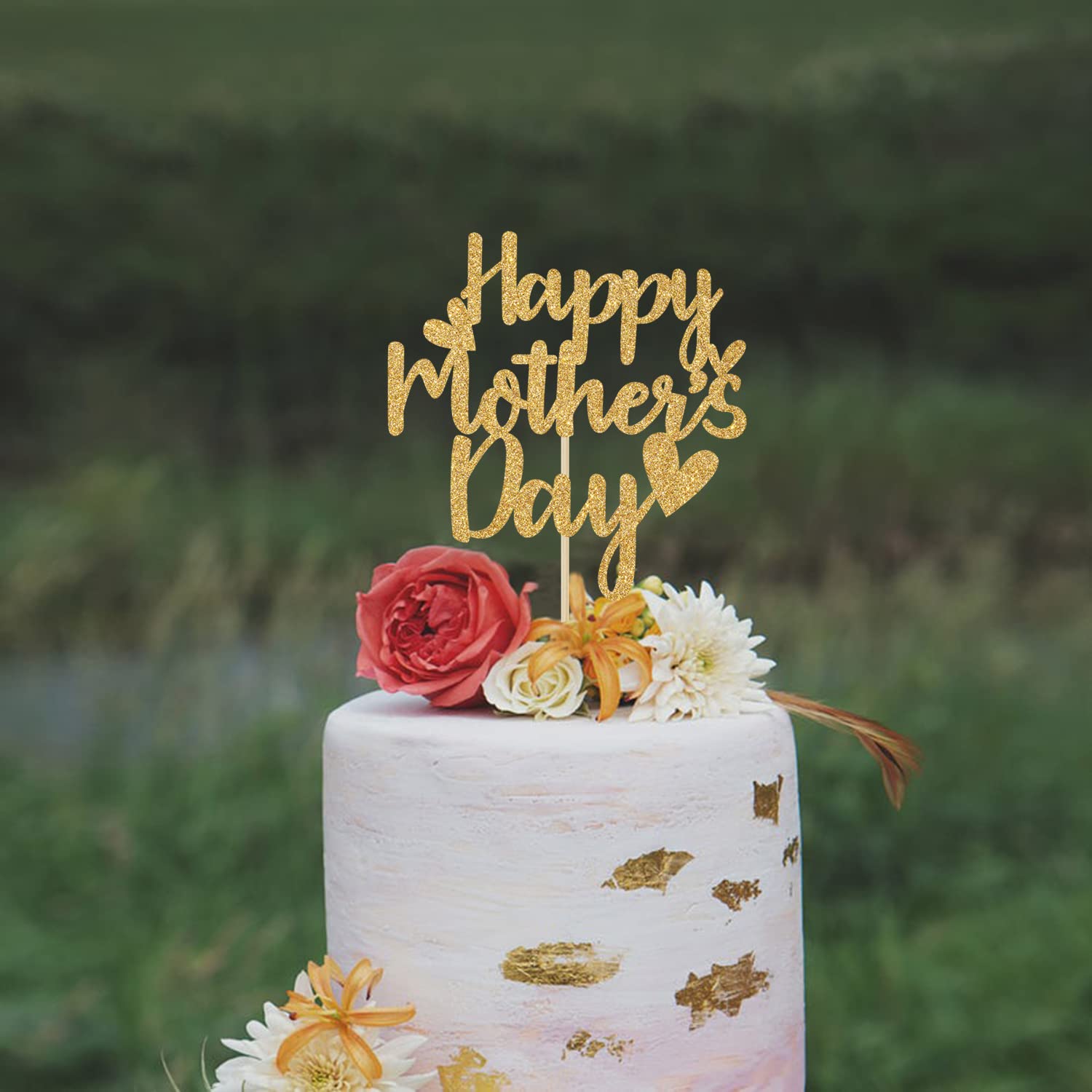 Happy Mother's Day Cake Topper - Gold Glitter Birthday Decor for Mom - Best Mom Ever Party Supplies - Perfect for Mother's Day Cakes, Cupcakes & Celebration Decorations