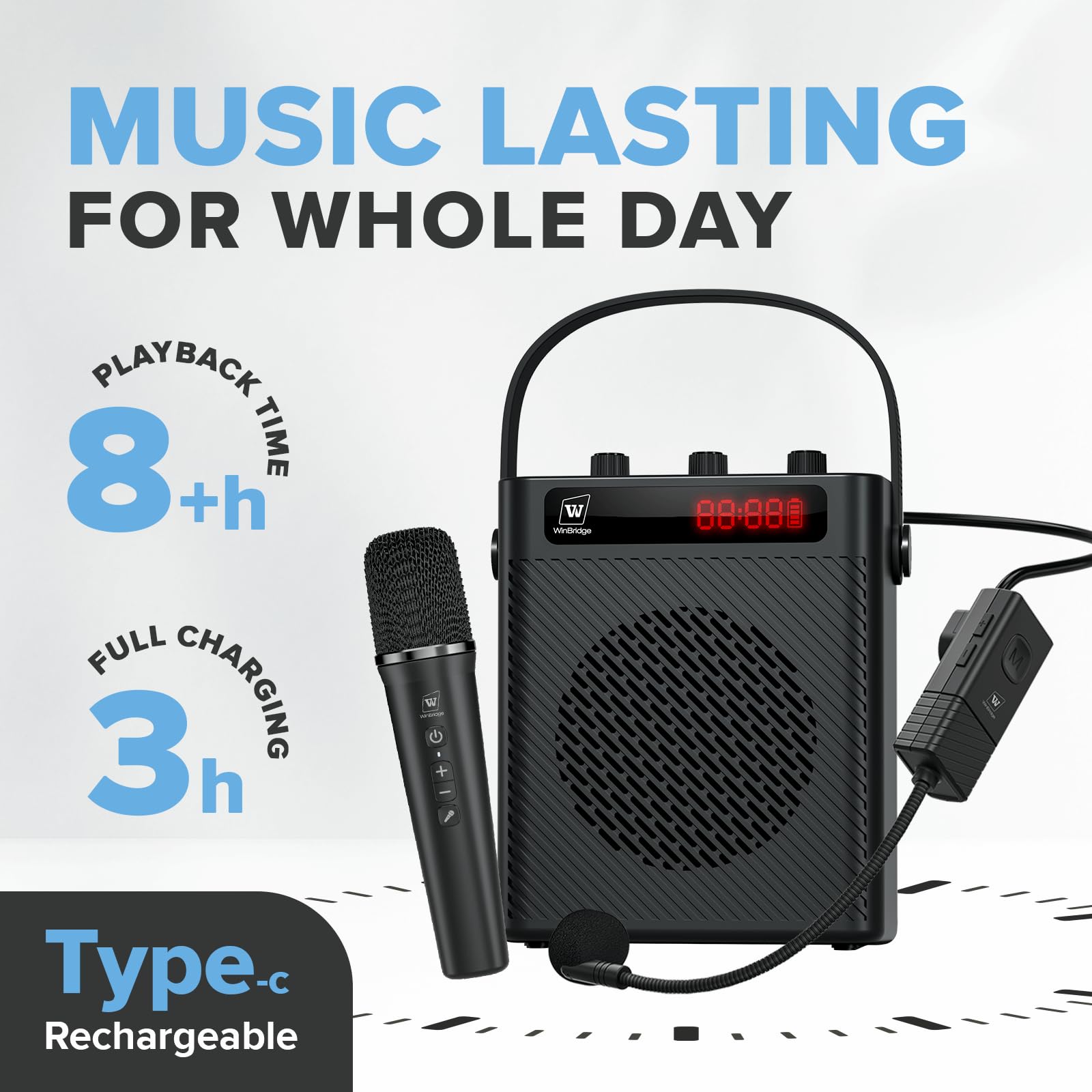 Bluetooth 5.3 Wireless Voice Amplifier - 40W Rechargeable Megaphone with Handheld Microphone, 4 Sound Effects | Portable PA System for Teachers, Presenters & Outdoor Events | Ideal for Classroom Presentations, Public Speaking & Crowd Control