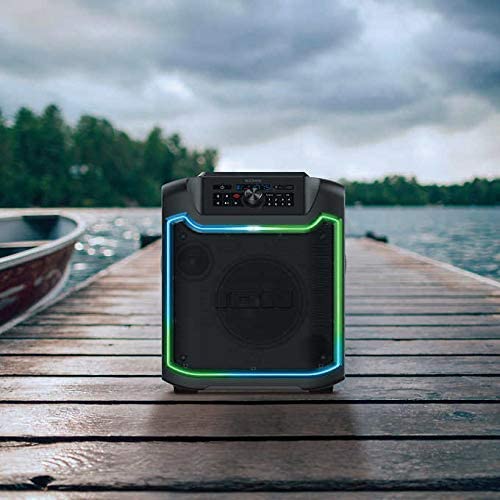 ION iPA125C Pathfinder 280 8-Inch 120W Waterproof Bluetooth Speaker with FM Radio, LED Lights & Rechargeable Battery - Perfect for Pool Parties, Beach Outings & Outdoor Adventures