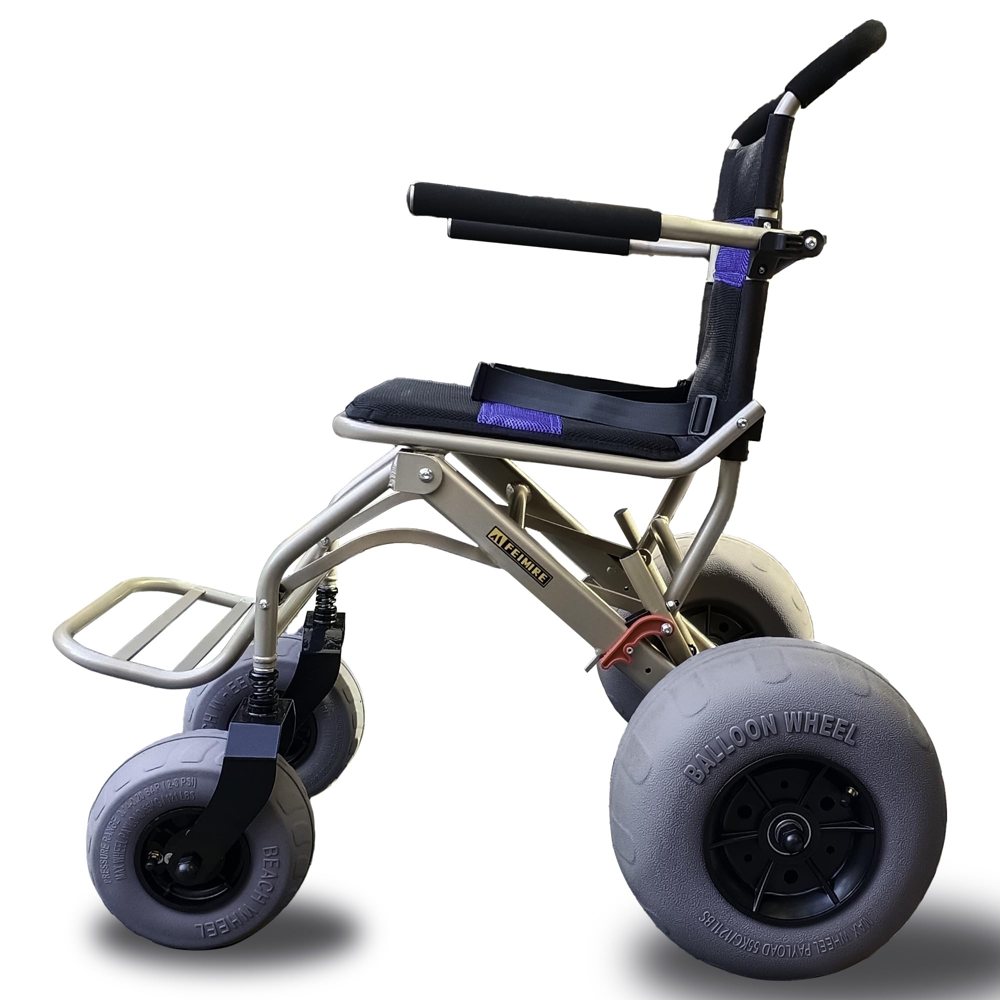 **Lightweight Beach Wheelchair for Seniors & Kids - All-Terrain Sand Wheelchair with Balloon Tires for Soft Sand - Perfect for Beach, Park & Outdoor Adventures**