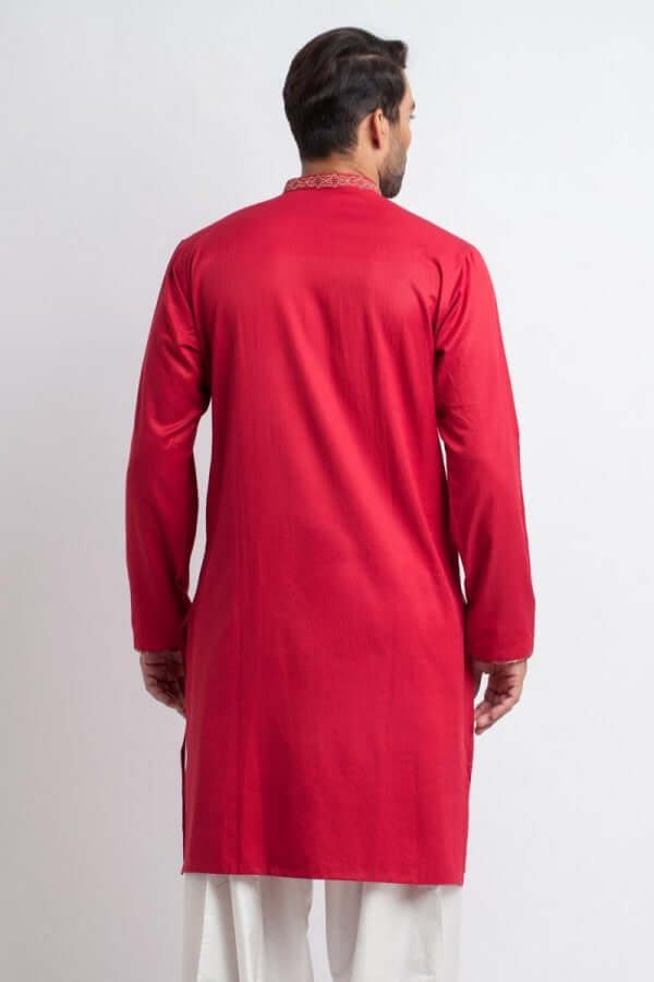 Stylish Red Cotton Kurta for Women - Comfortable & Breathable Indian Ethnic Wear - Perfect for Festivals, Weddings & Casual Outings