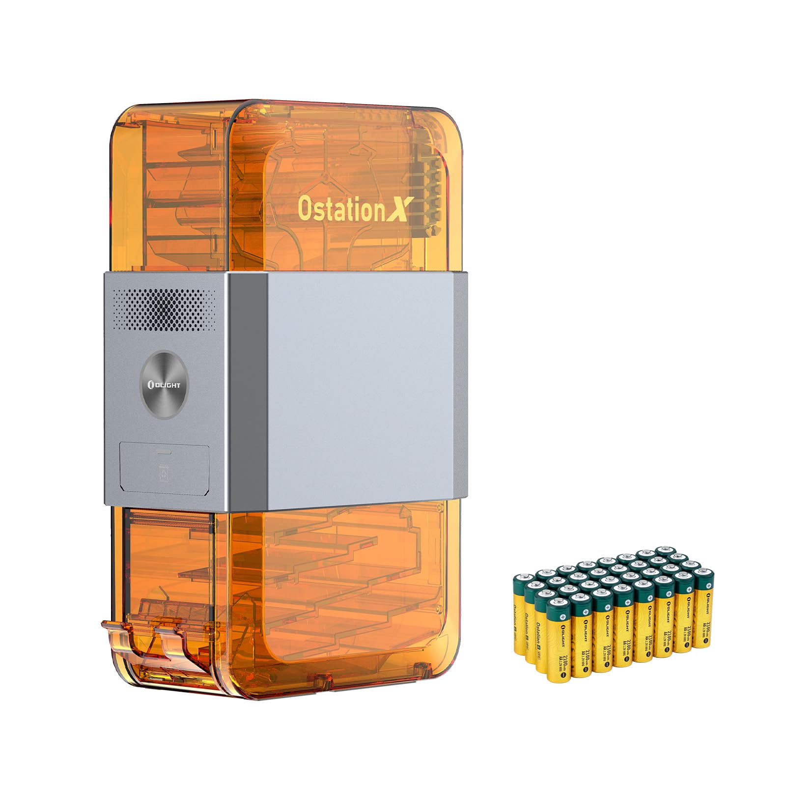 OLIGHT Ostation X 3-in-1 Battery Charger with 32 Rechargeable AA NiMH Batteries - Smart Charging, Testing & Storage Station | No Polarity Check | Bad Battery Detection | APP Control | Perfect for Home, Office & Emergency Kits