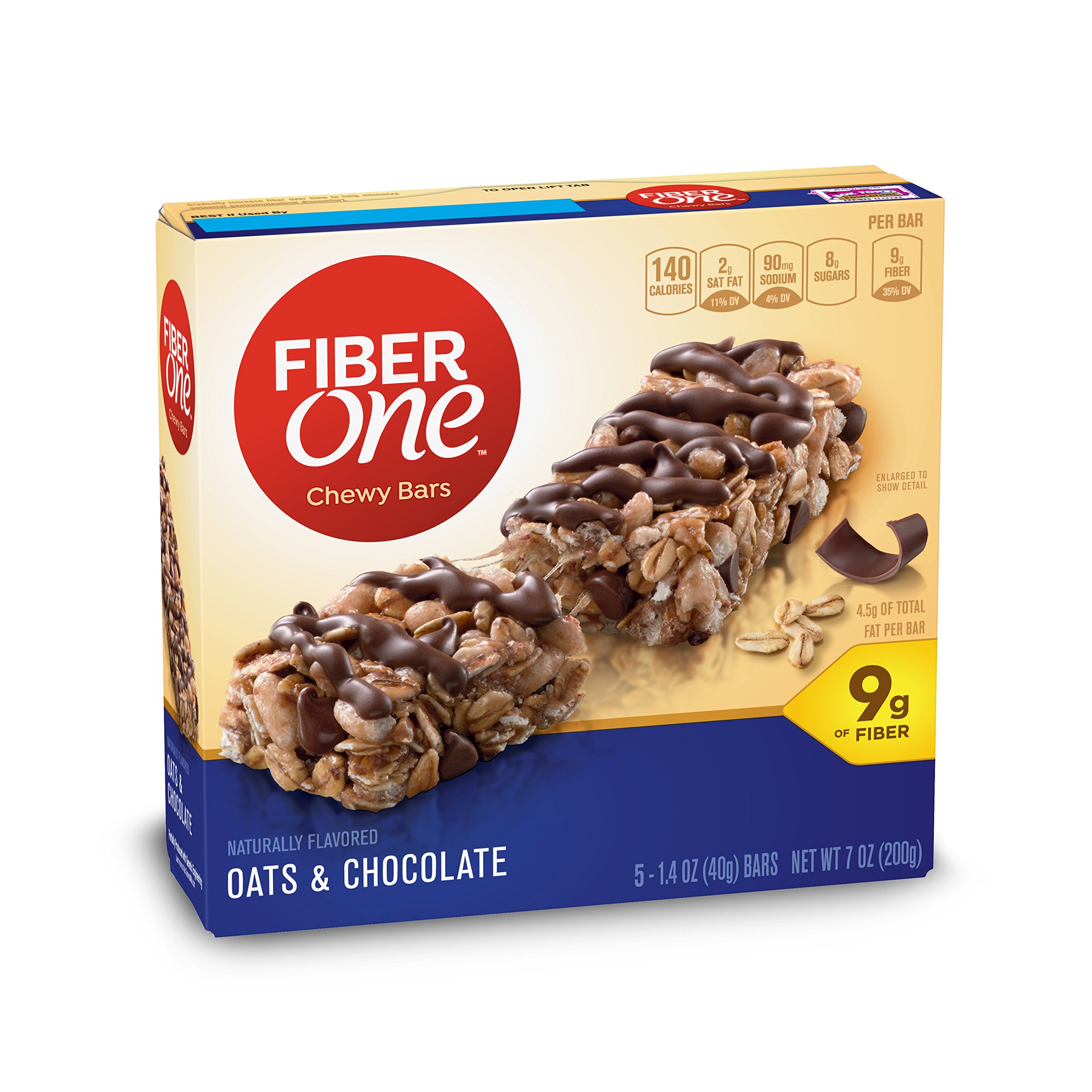 Fiber One Chewy Bars - Oats & Chocolate Snack Bars, 7oz (6 Pack) | High Fiber Healthy Breakfast & On-the-Go Snack for Adults & Kids