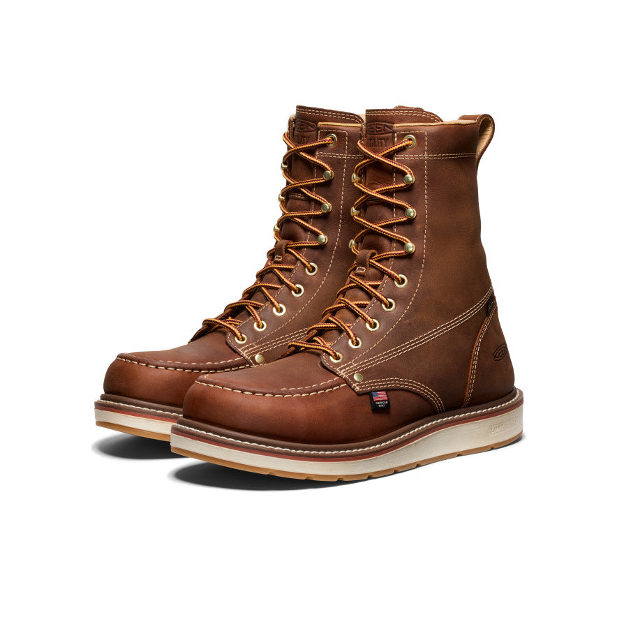Men's Liberty 8 Waterproof Soft Toe Work Boots - Leather Brown/Gum Sole | Durable & Comfortable for Construction, Hiking & Outdoor Activities