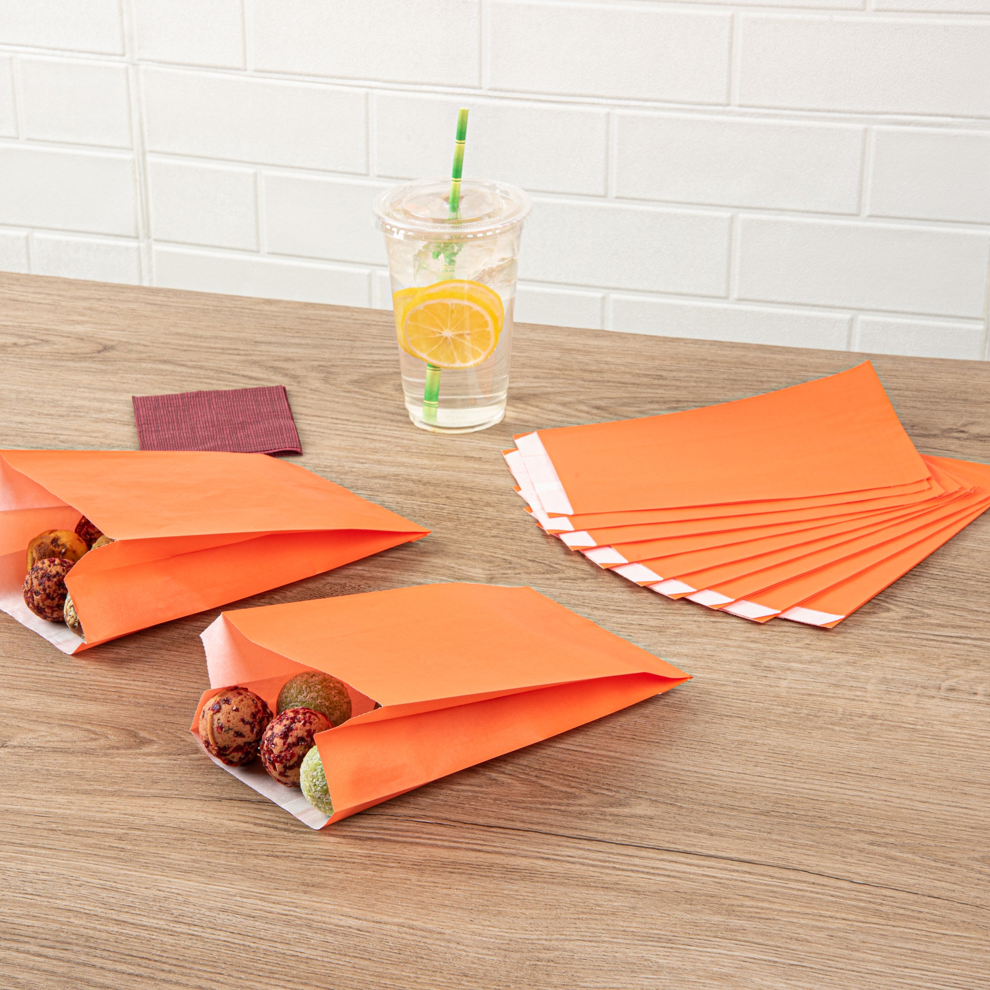 Eco-Friendly Orange French Fry & Snack Bags - 5x3x8.75 Inches (100 Count) - Perfect for Parties, Fast Food, and Takeout
