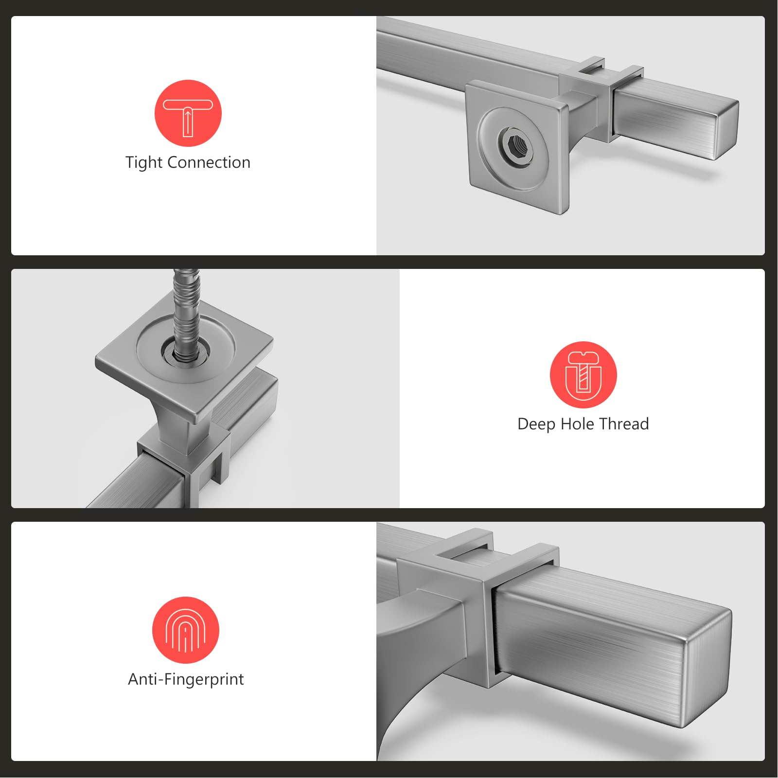10 Pack Brushed Nickel Cabinet Pulls - 3 Inch Square Satin Nickel Drawer Handles for Kitchen Cabinets, Dressers & Bathroom Doors - Durable Zinc Alloy Hardware (Ideal for Home Renovation & Furniture Upgrade)